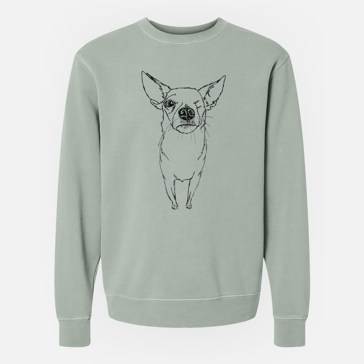 Doodled Tank the One eyed Pomchi - Unisex Pigment Dyed Crew Sweatshirt