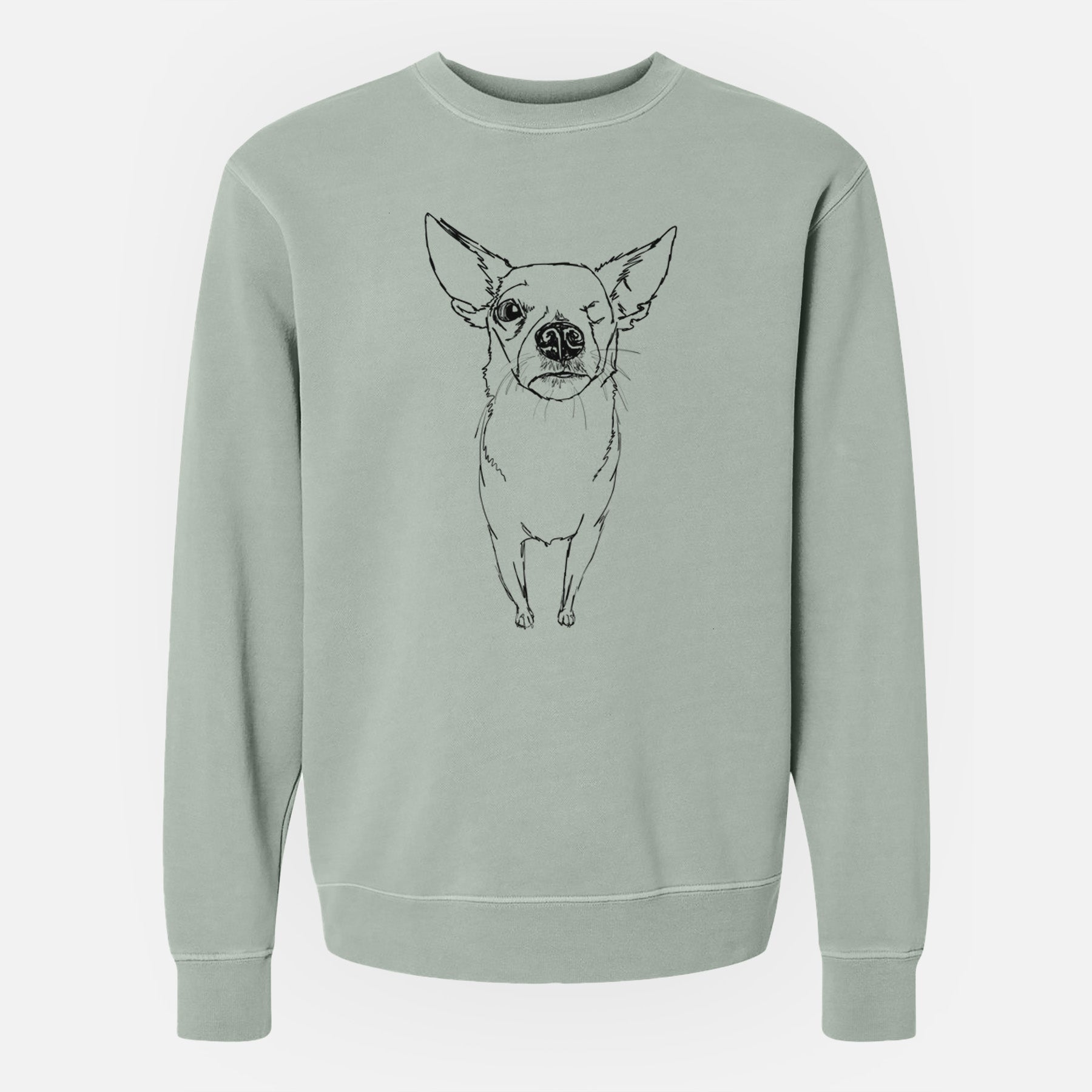 Doodled Tank the One eyed Pomchi - Unisex Pigment Dyed Crew Sweatshirt