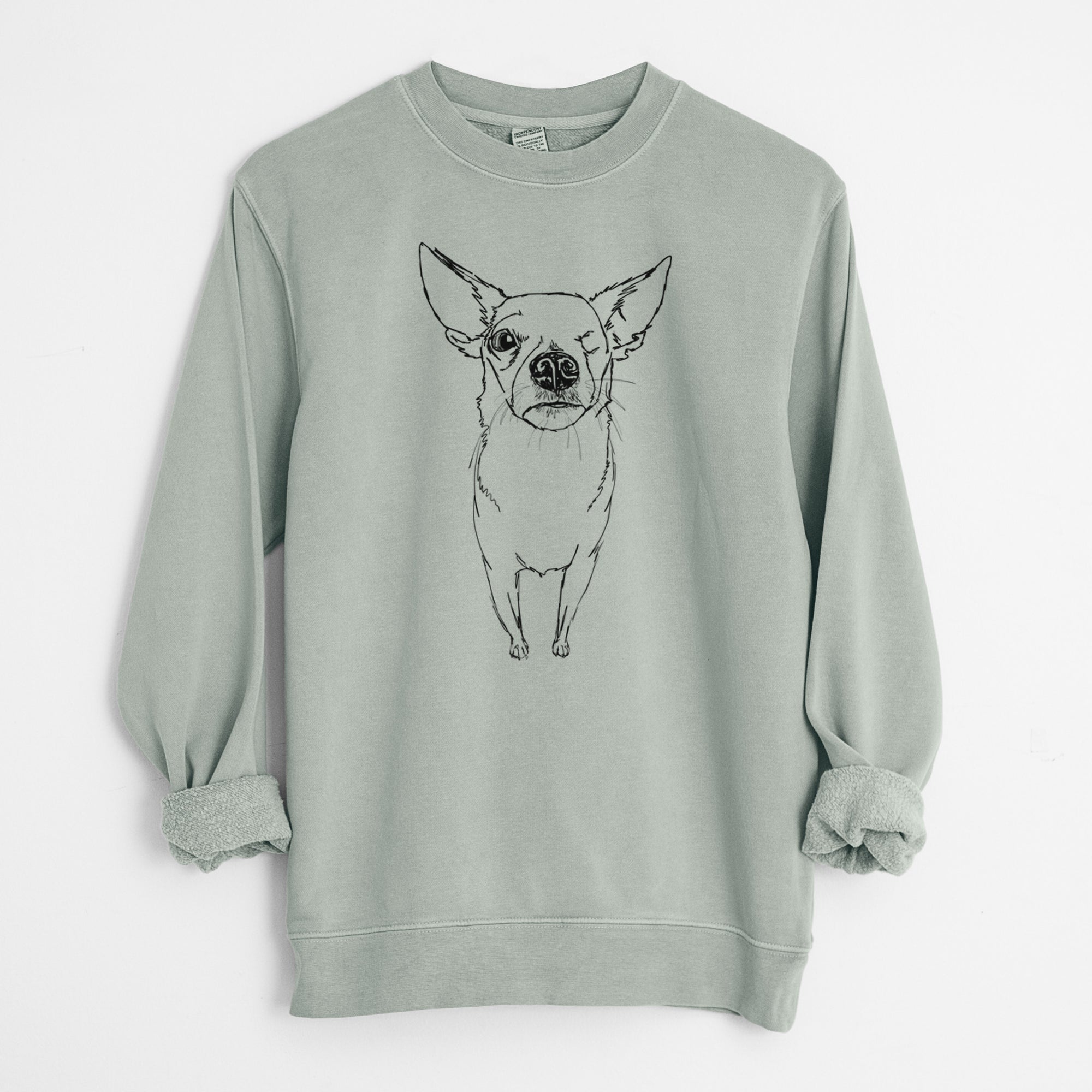 Doodled Tank the One eyed Pomchi - Unisex Pigment Dyed Crew Sweatshirt