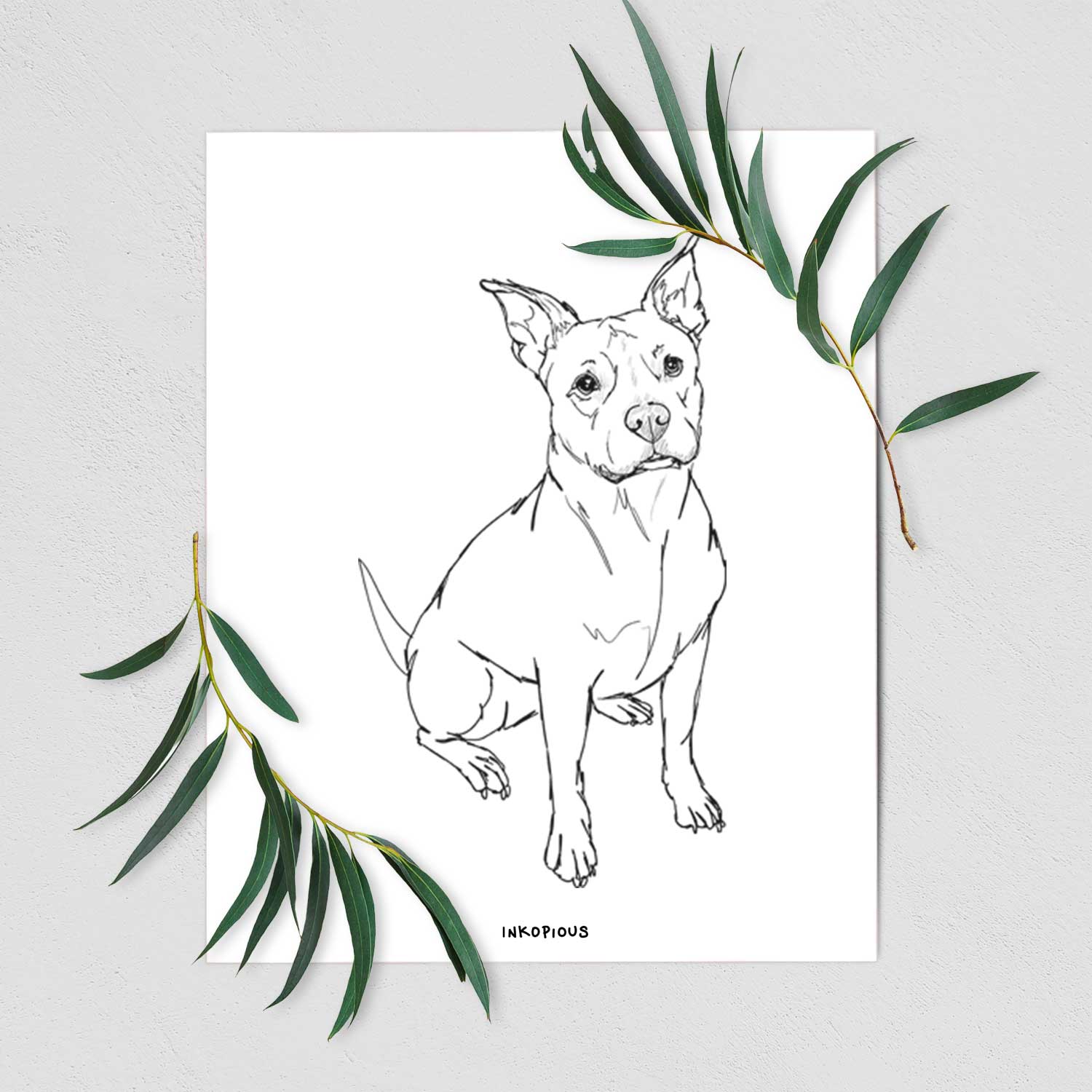 Doodled Tater Tot the American Staffordshire Terrier Art Print