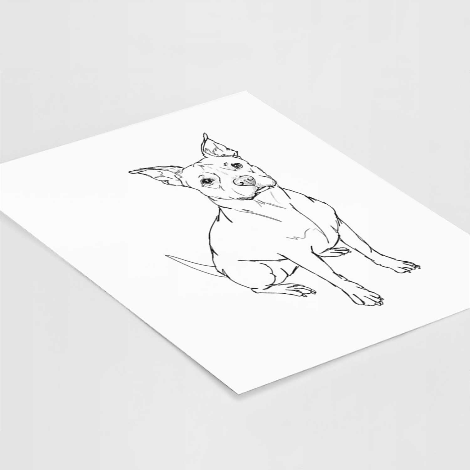 Doodled Tater Tot the American Staffordshire Terrier Art Print