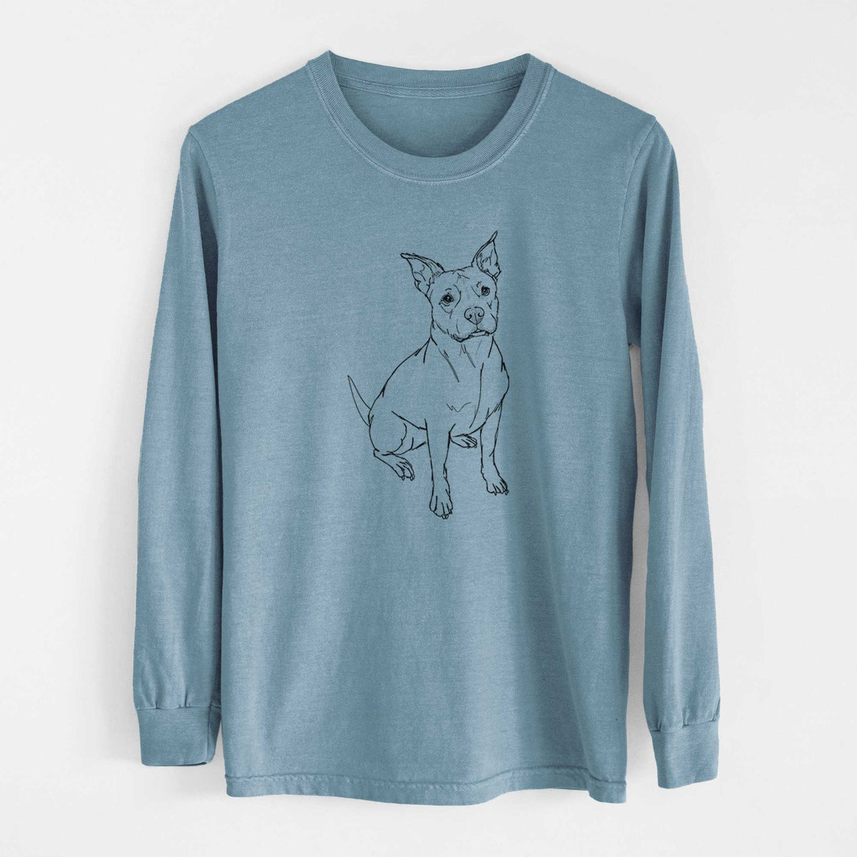 Doodled Tater Tot the American Staffordshire Terrier - Heavyweight 100% Cotton Long Sleeve
