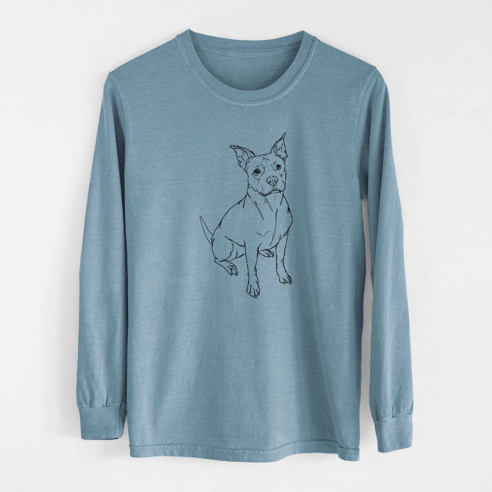 Doodled Tater Tot the American Staffordshire Terrier - Heavyweight 100% Cotton Long Sleeve
