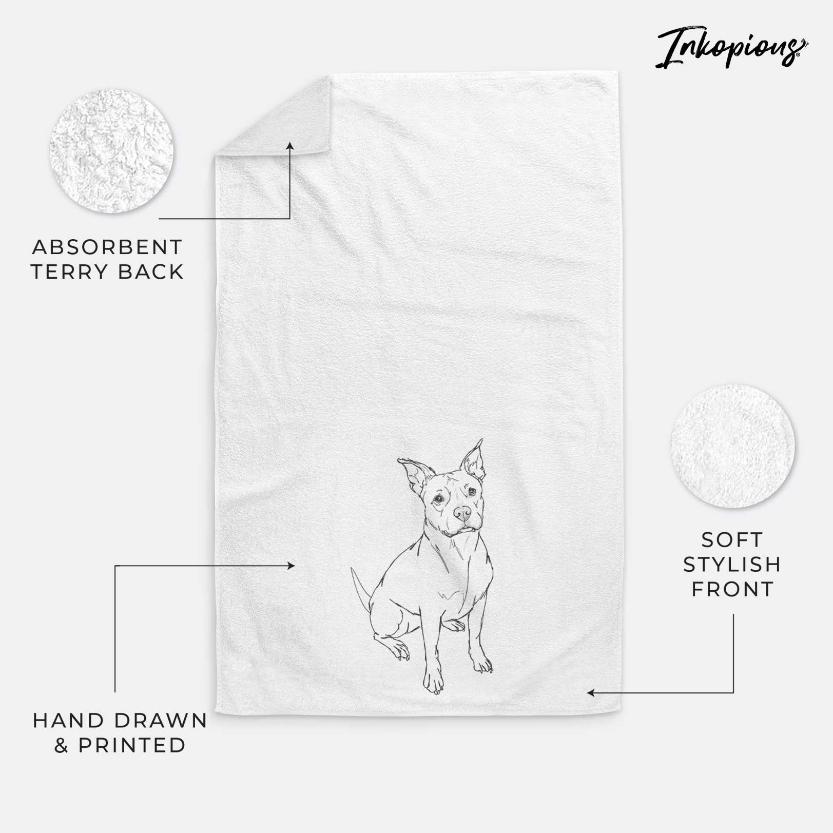 Doodled Tater Tot the American Staffordshire Terrier Decorative Hand Towel