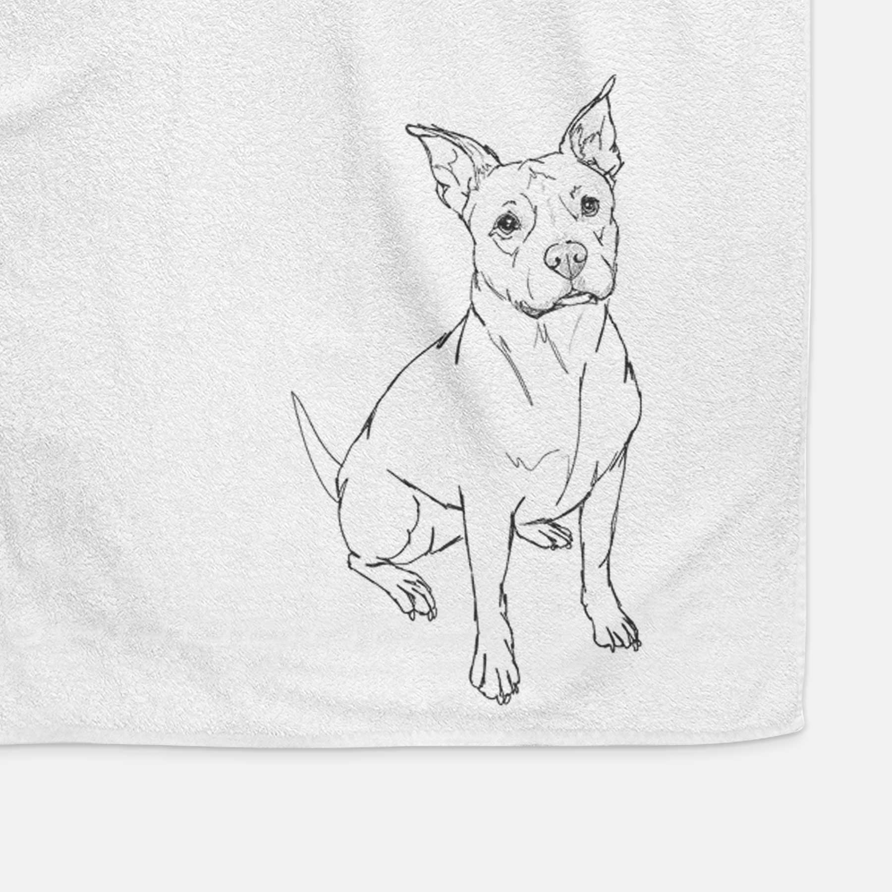 Doodled Tater Tot the American Staffordshire Terrier Decorative Hand Towel