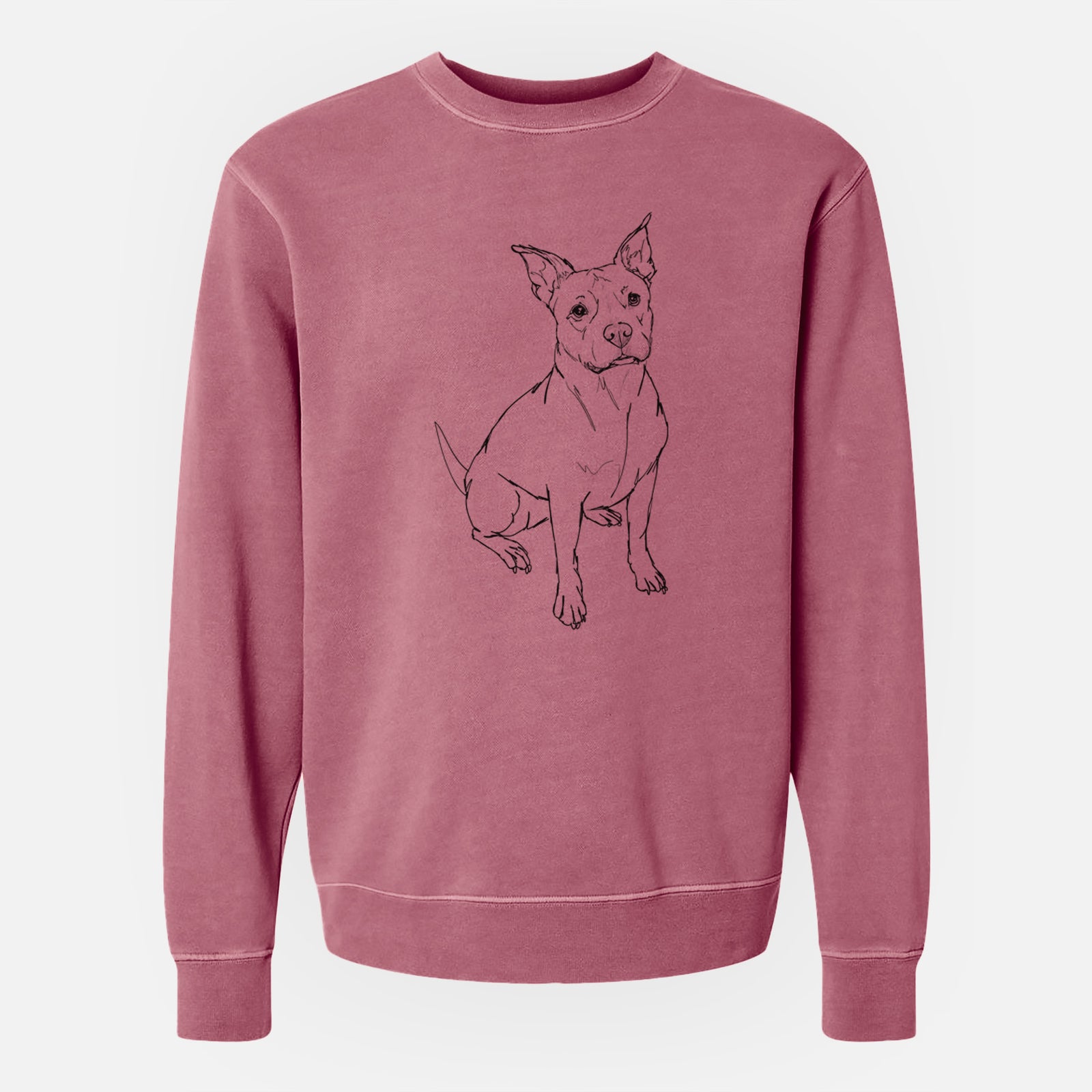 Doodled Tater Tot the American Staffordshire Terrier - Unisex Pigment Dyed Crew Sweatshirt