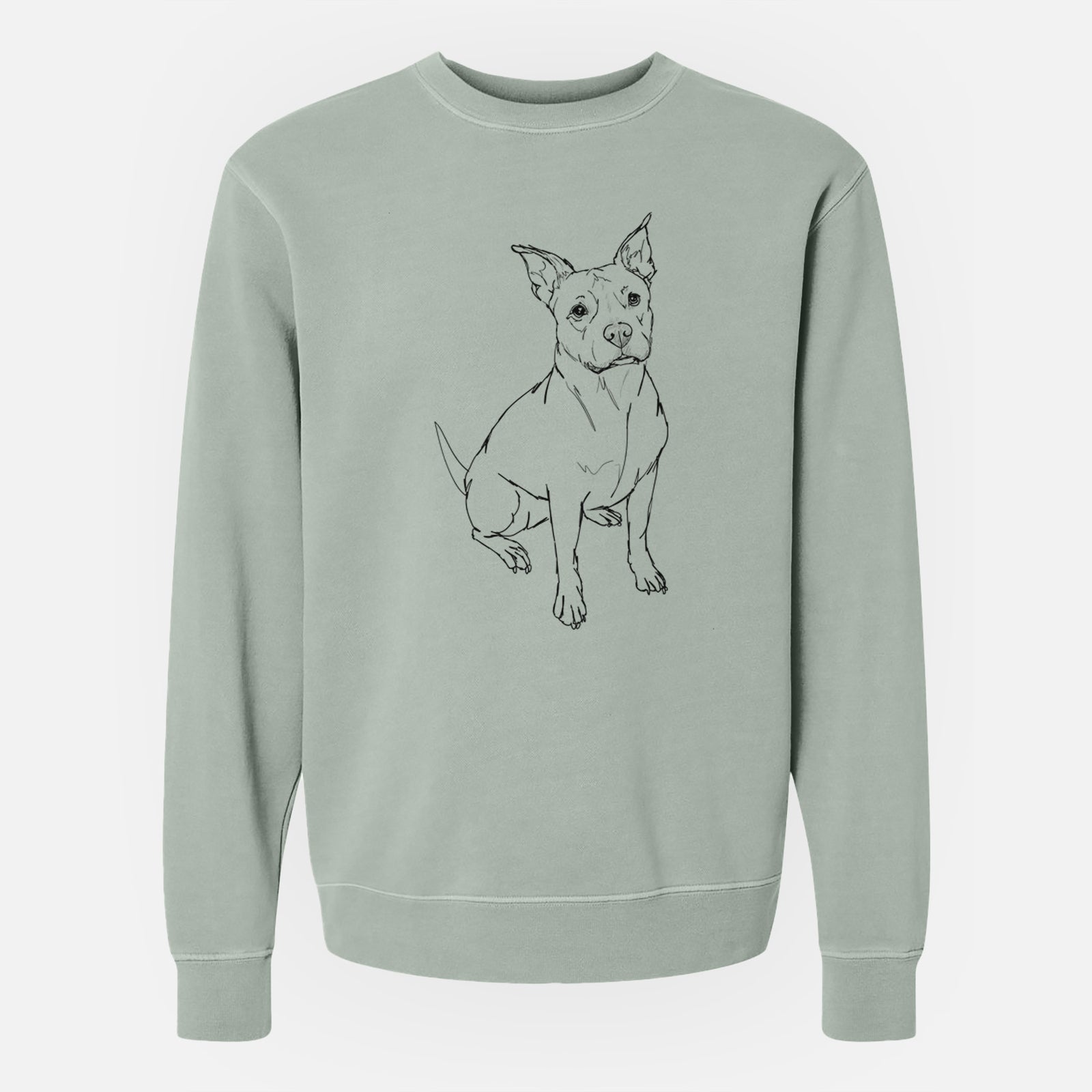 Doodled Tater Tot the American Staffordshire Terrier - Unisex Pigment Dyed Crew Sweatshirt
