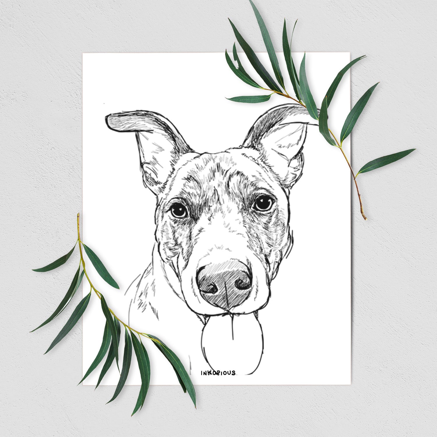 Doodled Tater Tot the Am Staff/German Shepherd Mix Art Print