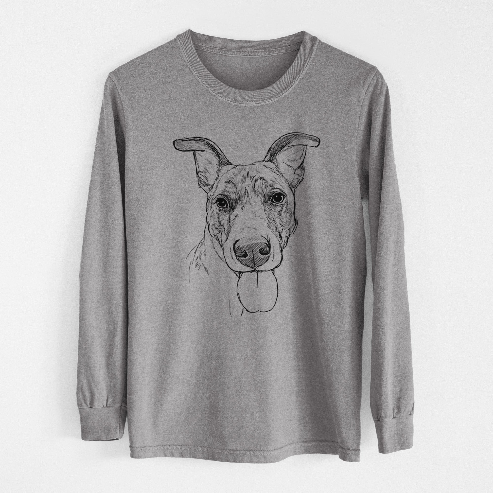 Doodled Tater Tot the Am Staff/German Shepherd Mix - Heavyweight 100% Cotton Long Sleeve