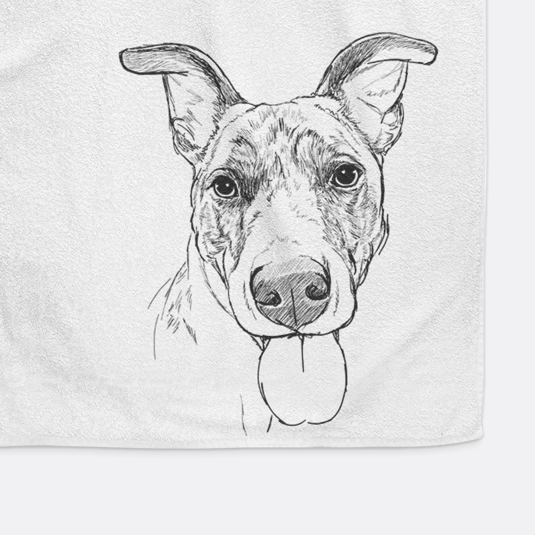 Doodled Tater Tot the Am Staff/German Shepherd Mix Decorative Hand Towel