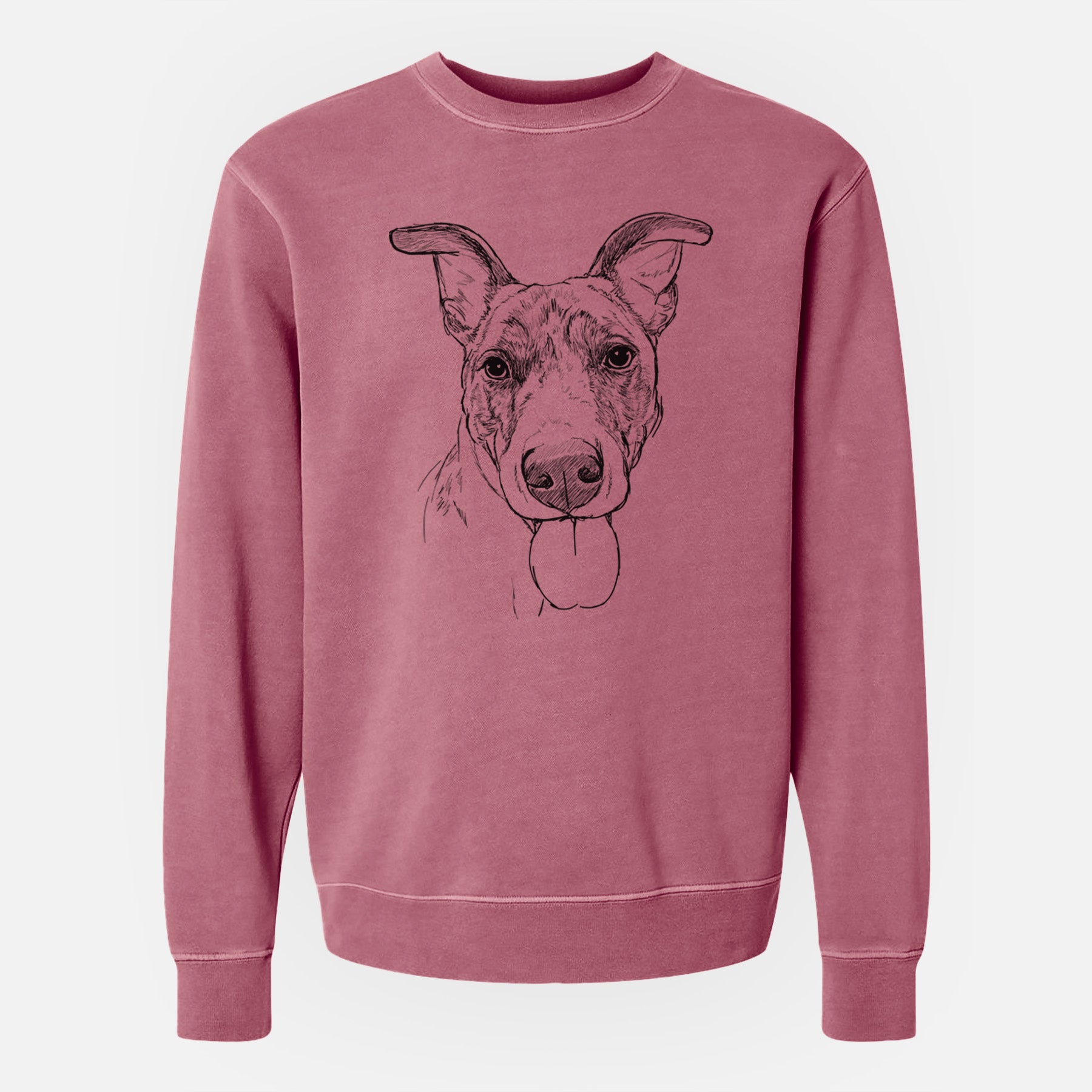 Doodled Tater Tot the Am Staff/German Shepherd Mix - Unisex Pigment Dyed Crew Sweatshirt