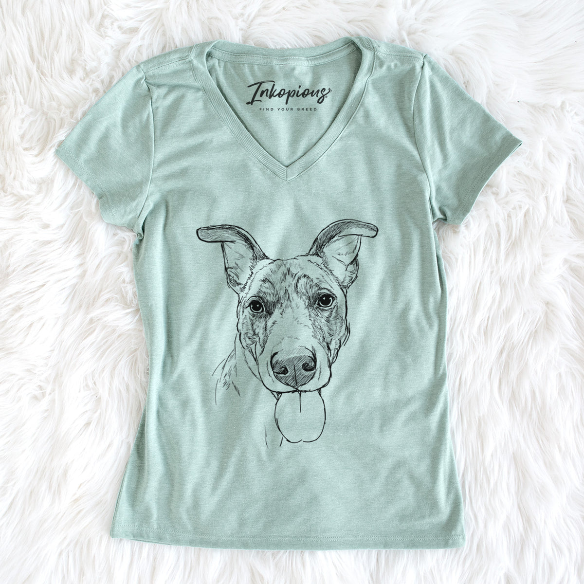 Doodled Tater Tot the Am Staff/German Shepherd Mix - Women&#39;s Perfect V-neck Shirt