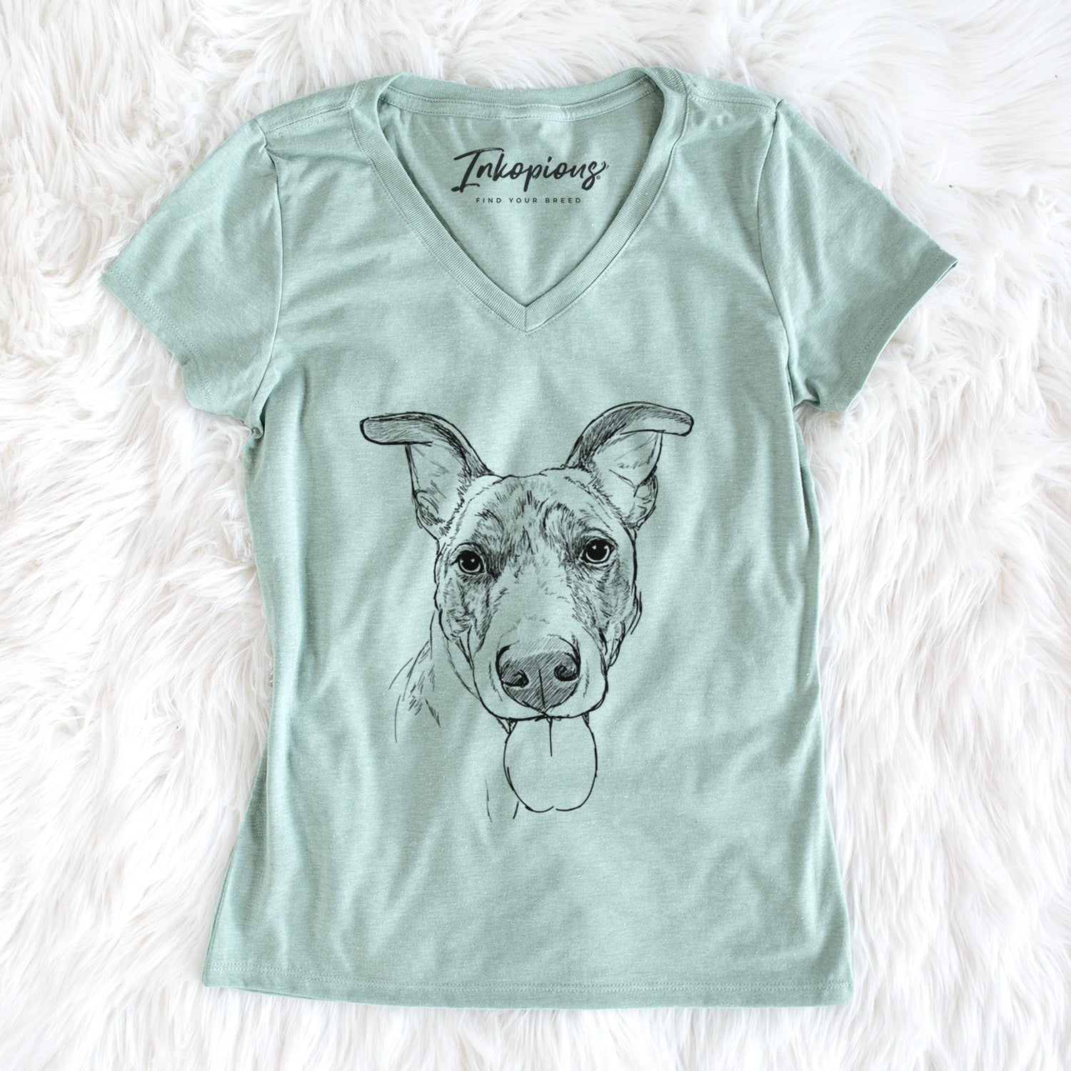 Doodled Tater Tot the Am Staff/German Shepherd Mix - Women's Perfect V-neck Shirt