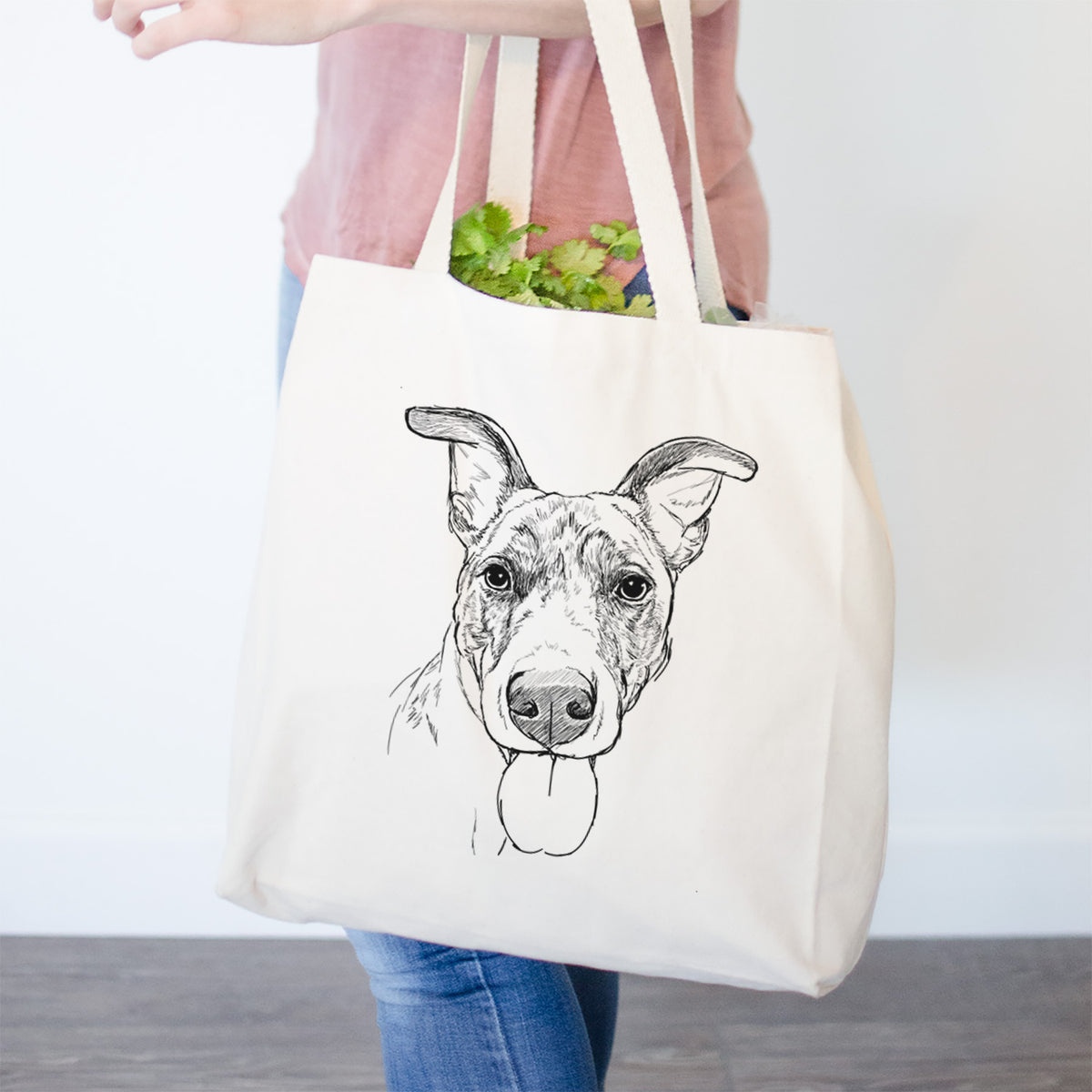 Doodled Tater Tot the Am Staff/German Shepherd Mix - Tote Bag