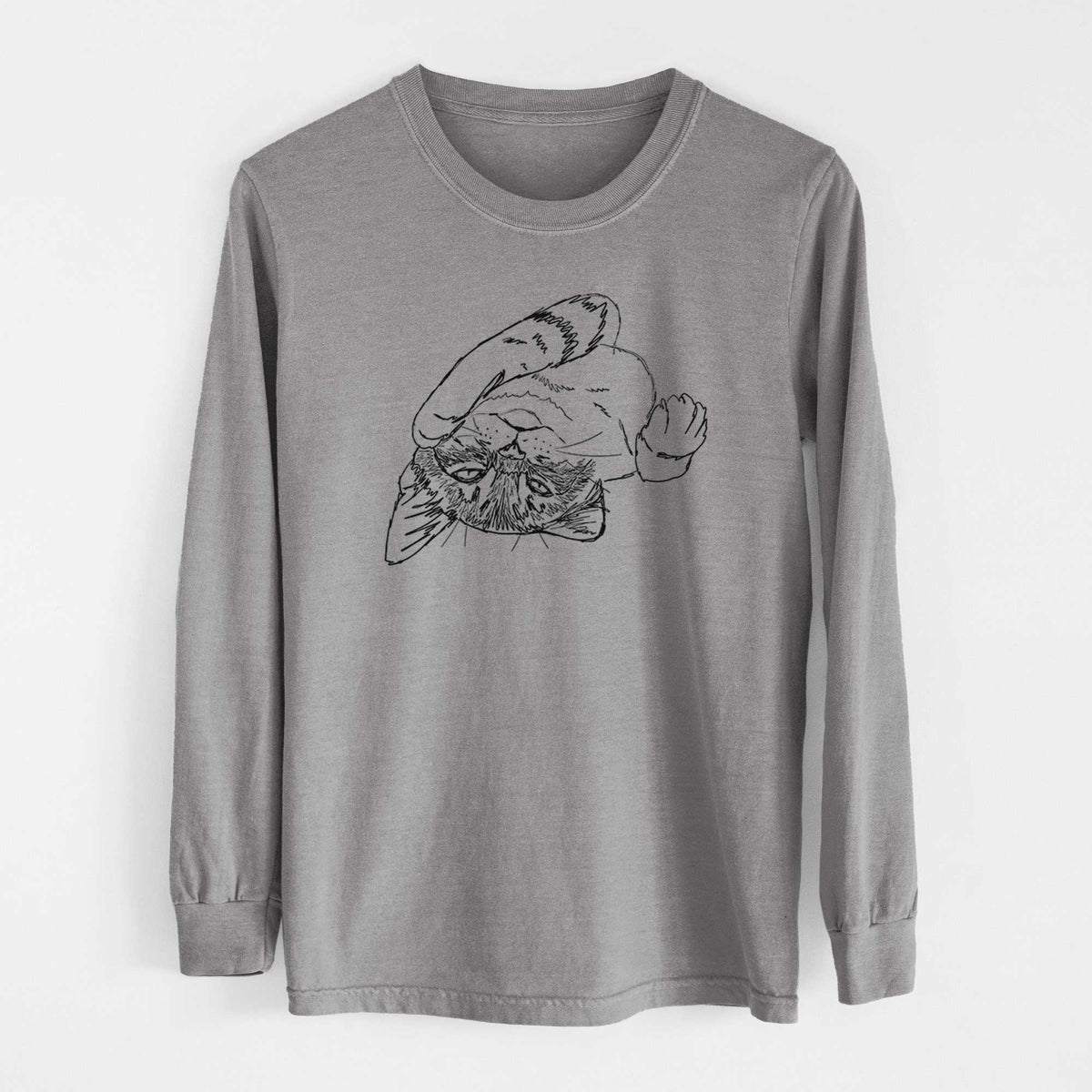 Doodled Tator the Tabby Kitten - Heavyweight 100% Cotton Long Sleeve