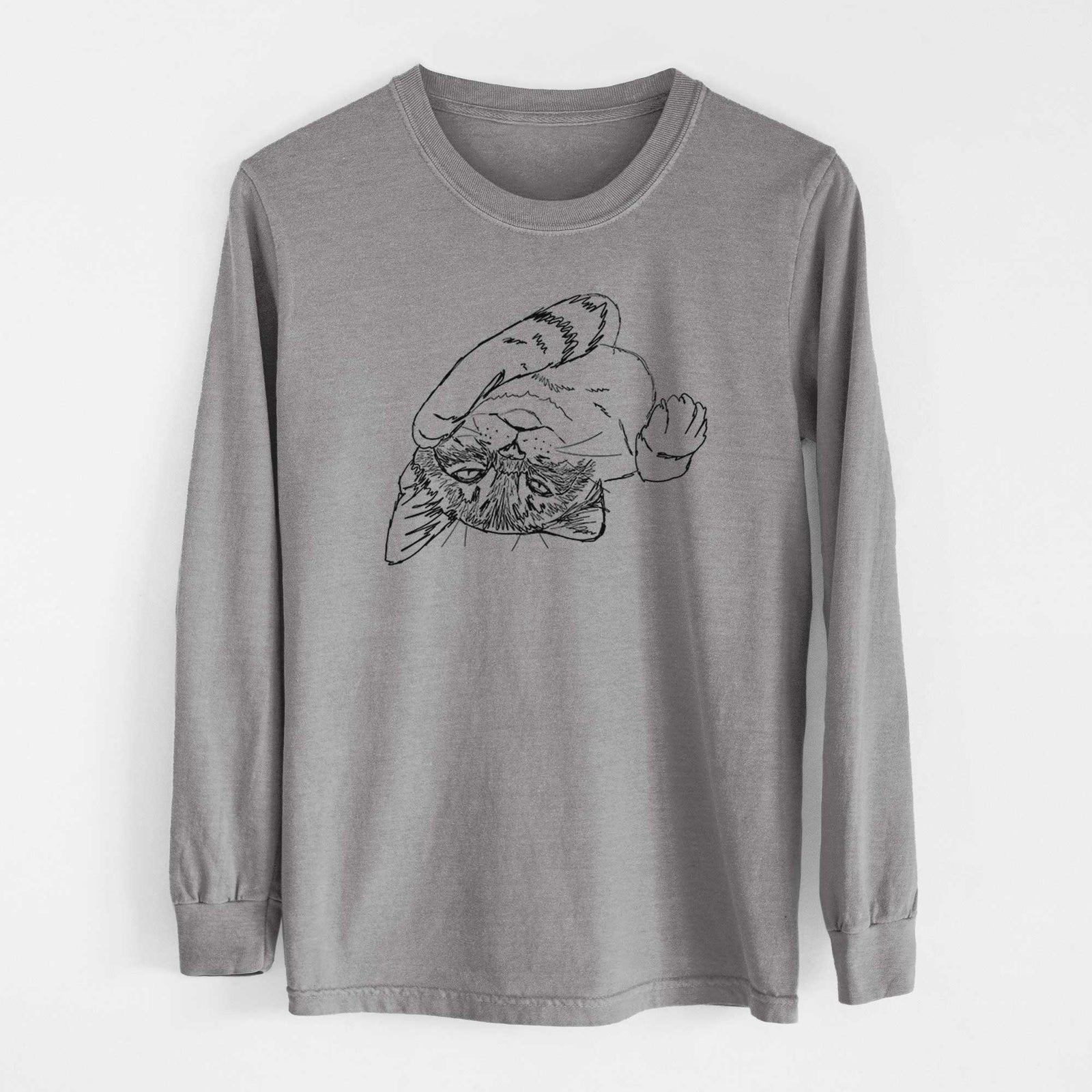 Doodled Tator the Tabby Kitten - Heavyweight 100% Cotton Long Sleeve