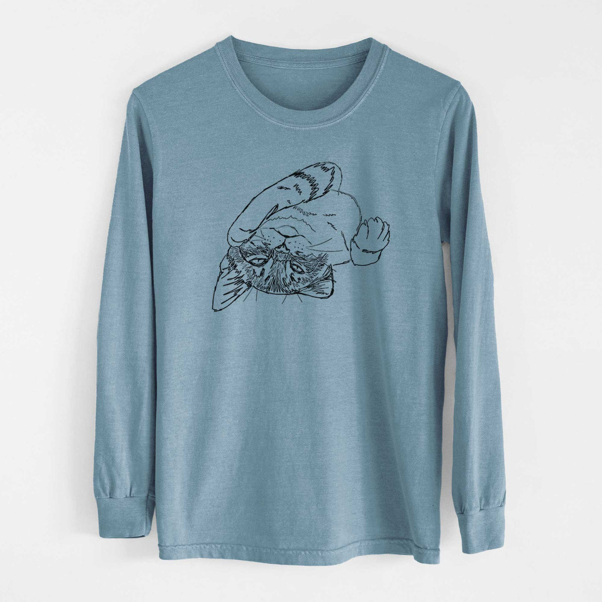 Doodled Tator the Tabby Kitten - Heavyweight 100% Cotton Long Sleeve