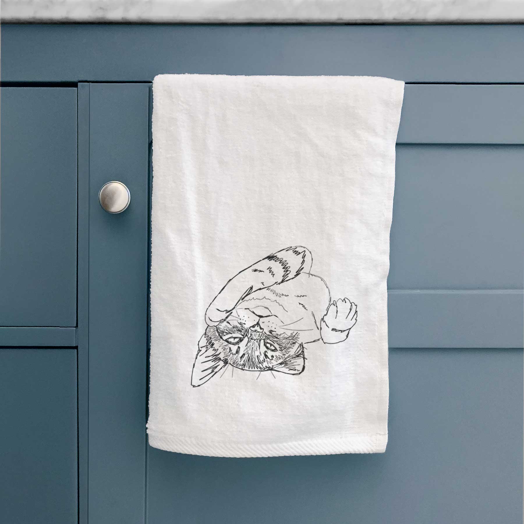 Doodled Tator the Tabby Kitten Decorative Hand Towel