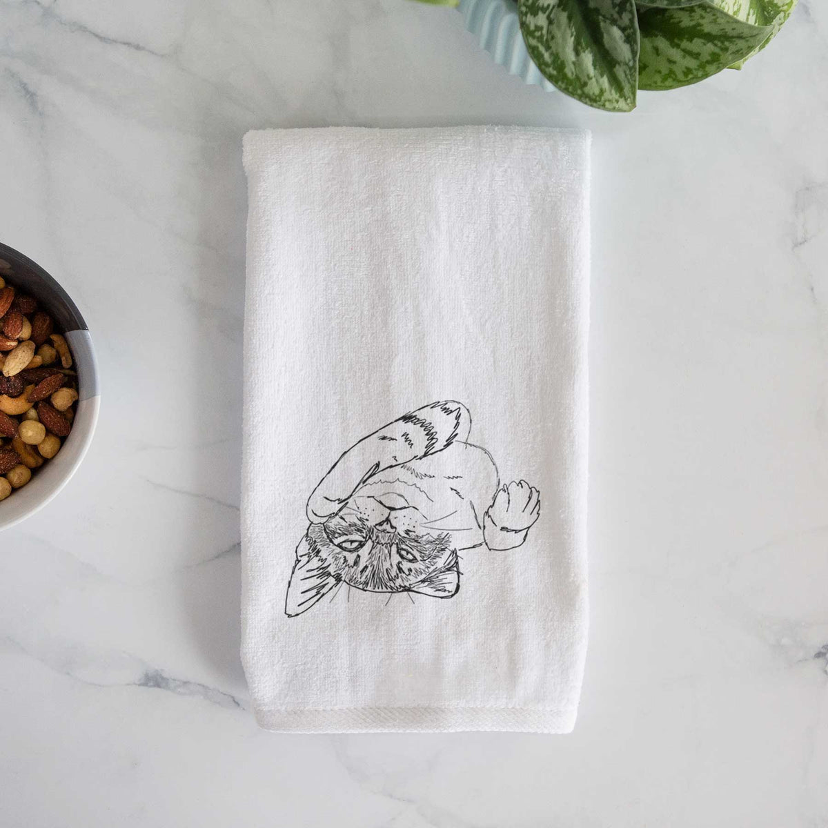 Doodled Tator the Tabby Kitten Decorative Hand Towel