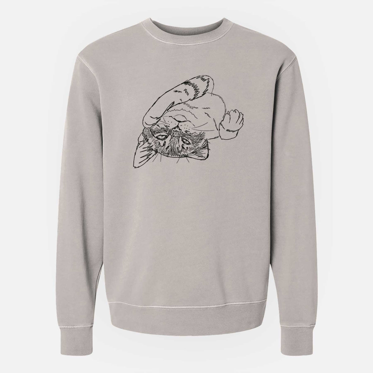 Doodled Tator the Tabby Kitten - Unisex Pigment Dyed Crew Sweatshirt