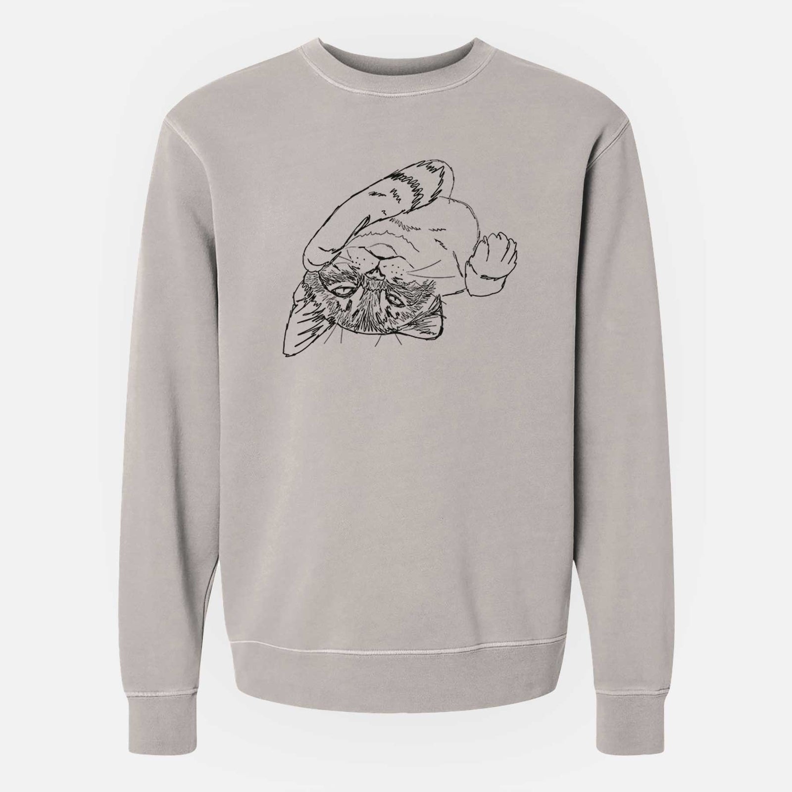 Doodled Tator the Tabby Kitten - Unisex Pigment Dyed Crew Sweatshirt