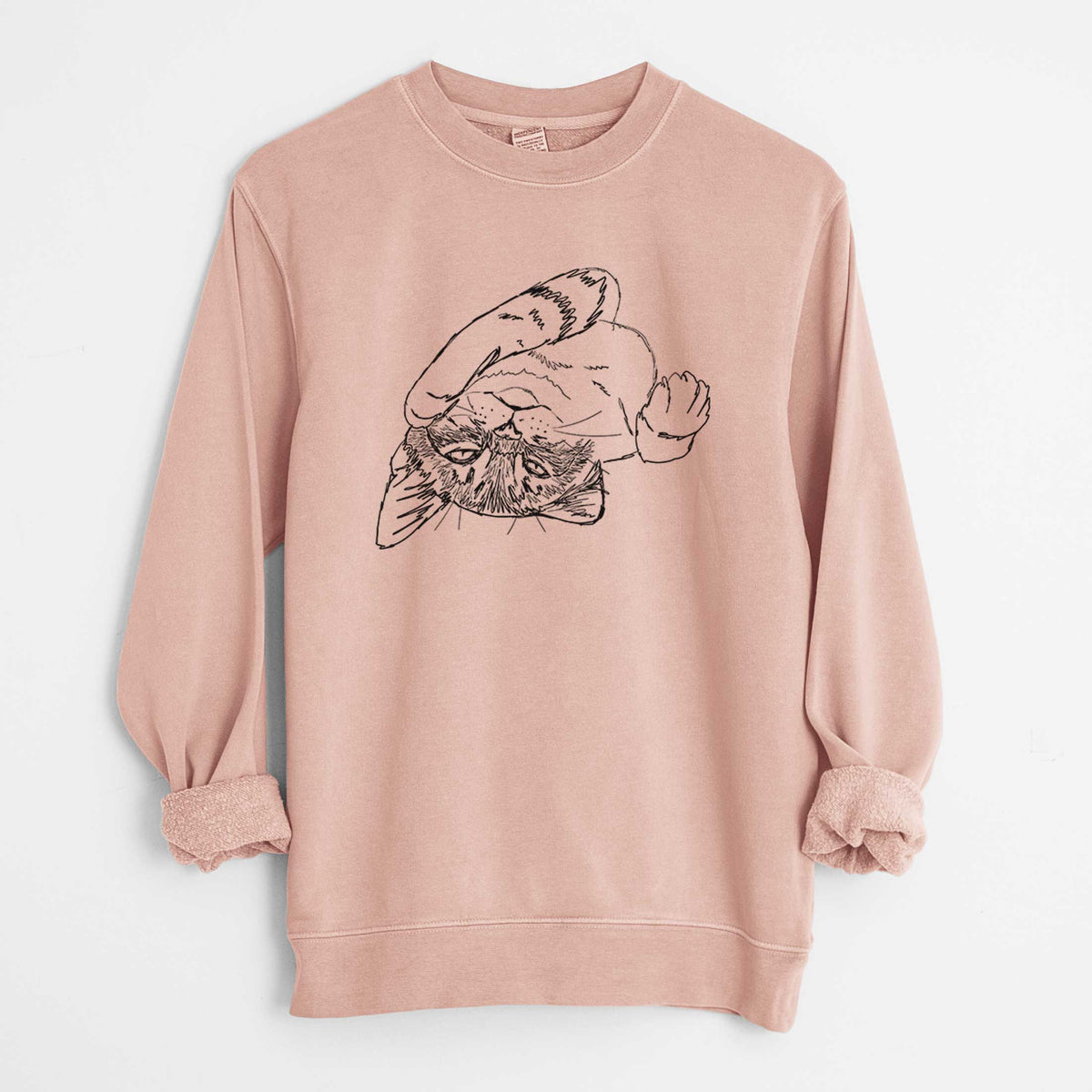 Doodled Tator the Tabby Kitten - Unisex Pigment Dyed Crew Sweatshirt