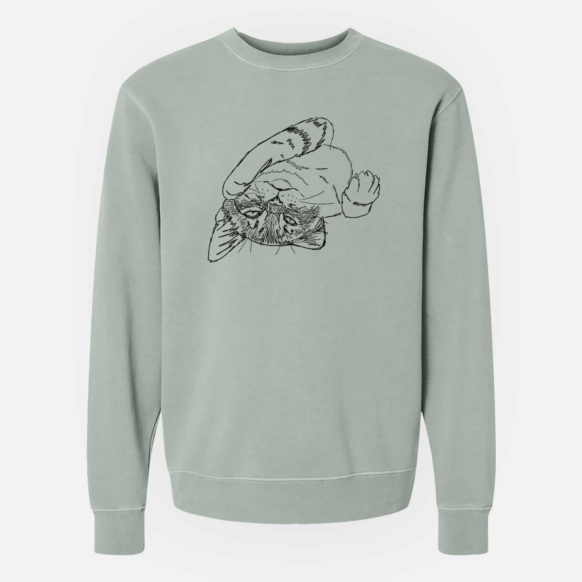 Doodled Tator the Tabby Kitten - Unisex Pigment Dyed Crew Sweatshirt