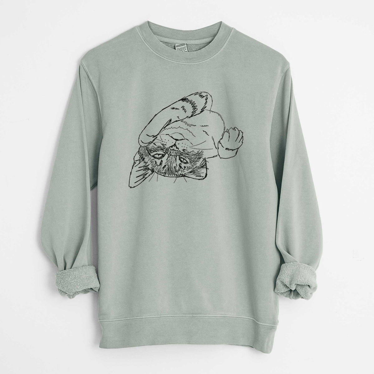 Doodled Tator the Tabby Kitten - Unisex Pigment Dyed Crew Sweatshirt