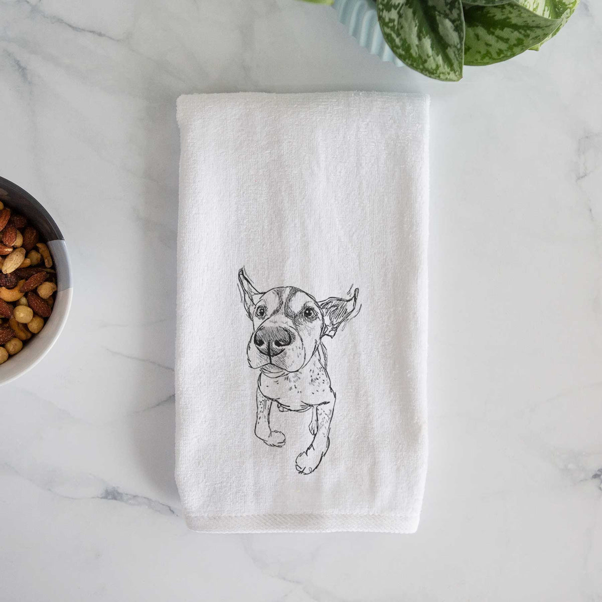 Doodled The General the German Shorthaired Pointer Decorative Hand Towel