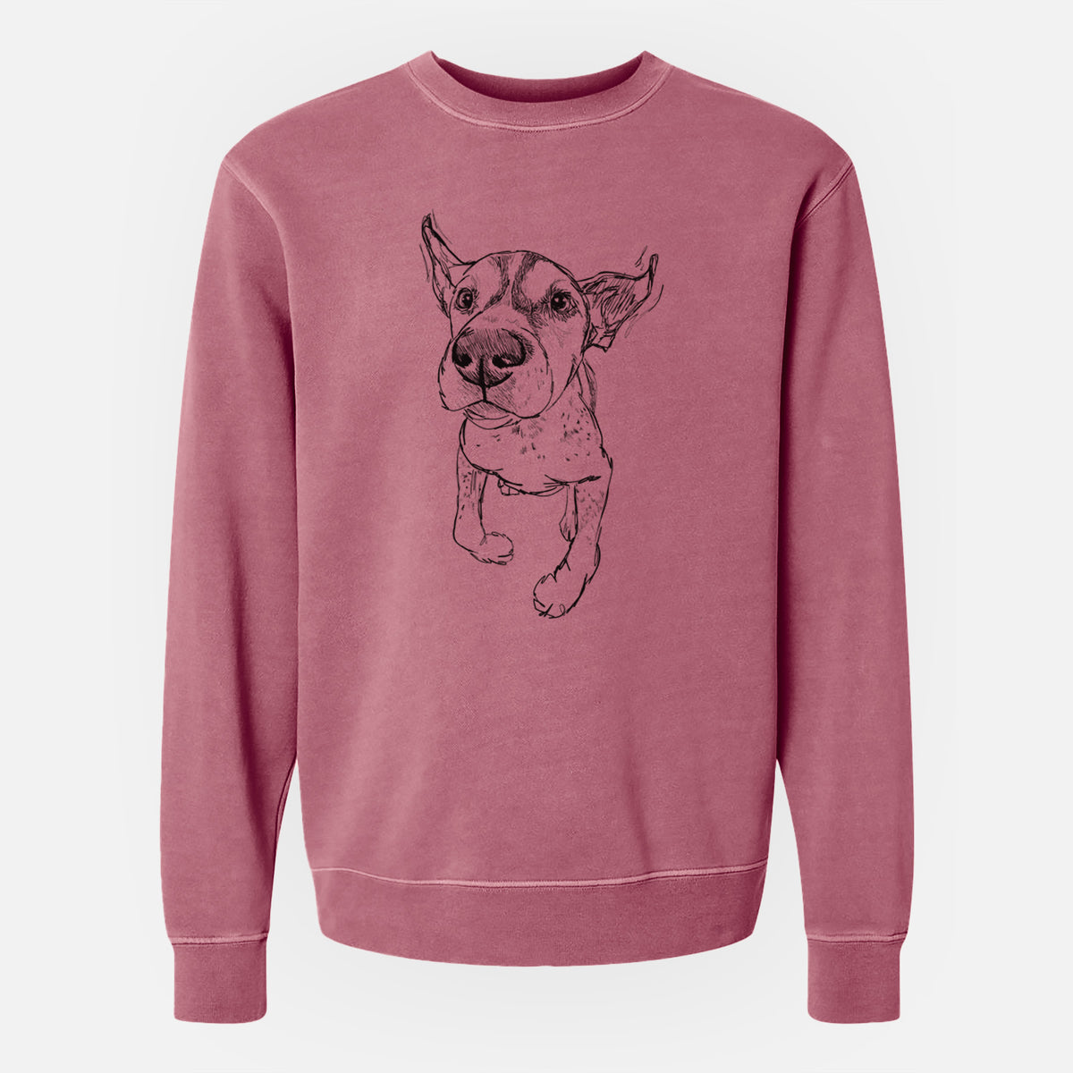 Doodled The General the German Shorthaired Pointer - Unisex Pigment Dyed Crew Sweatshirt