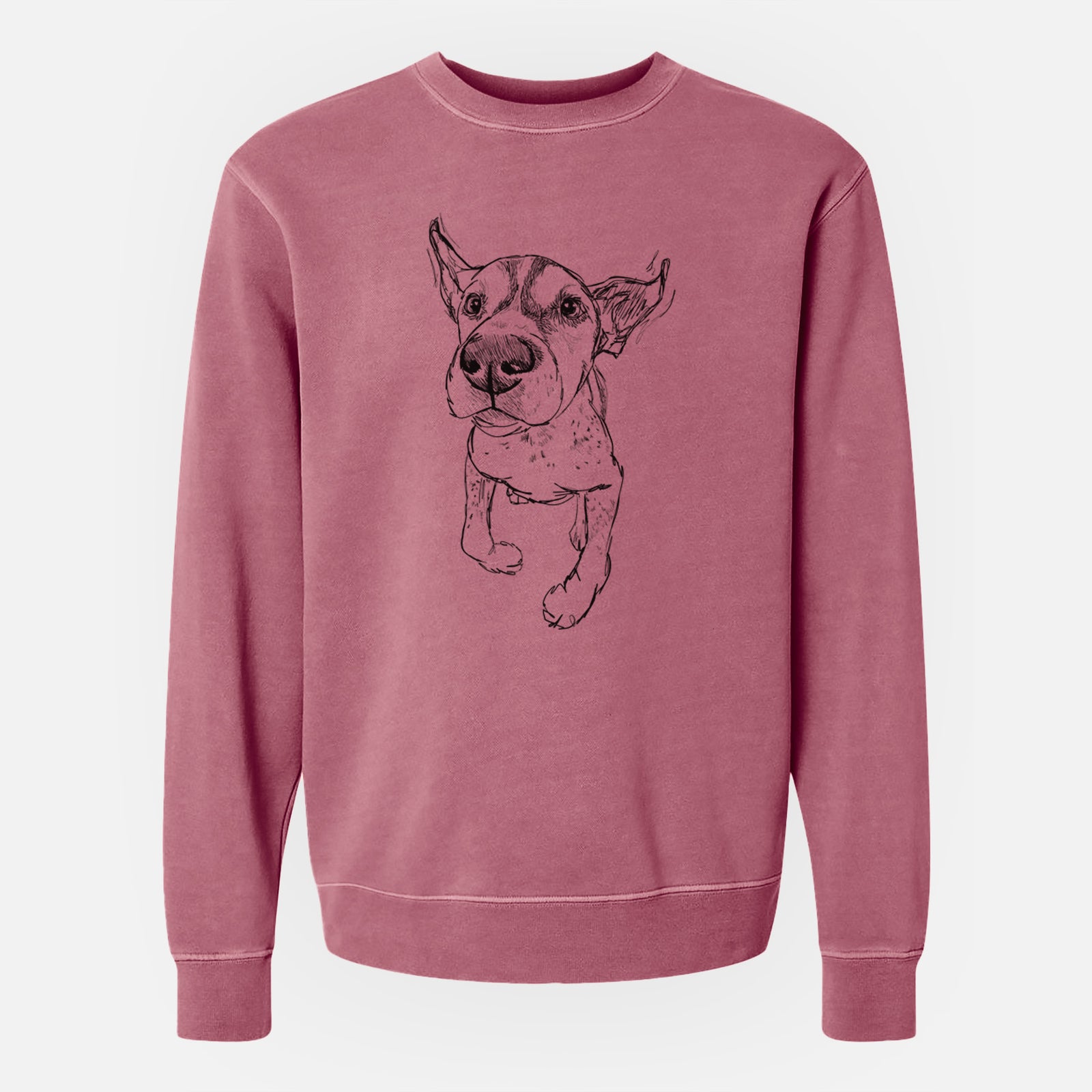 Doodled The General the German Shorthaired Pointer - Unisex Pigment Dyed Crew Sweatshirt