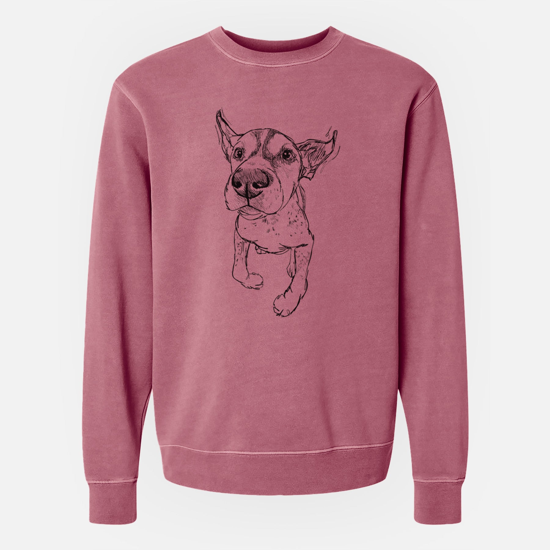 Doodled The General the German Shorthaired Pointer - Unisex Pigment Dyed Crew Sweatshirt