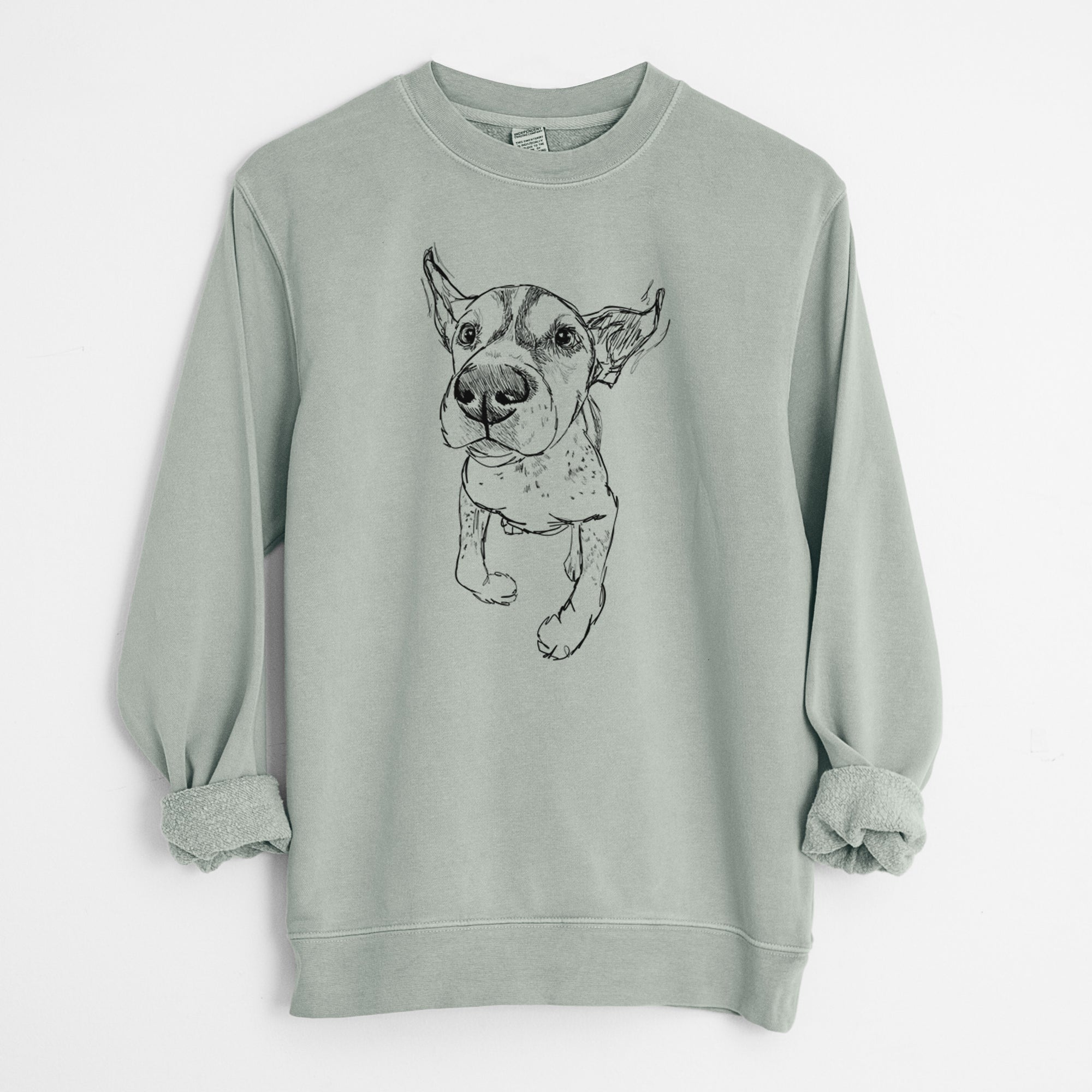 Doodled The General the German Shorthaired Pointer - Unisex Pigment Dyed Crew Sweatshirt