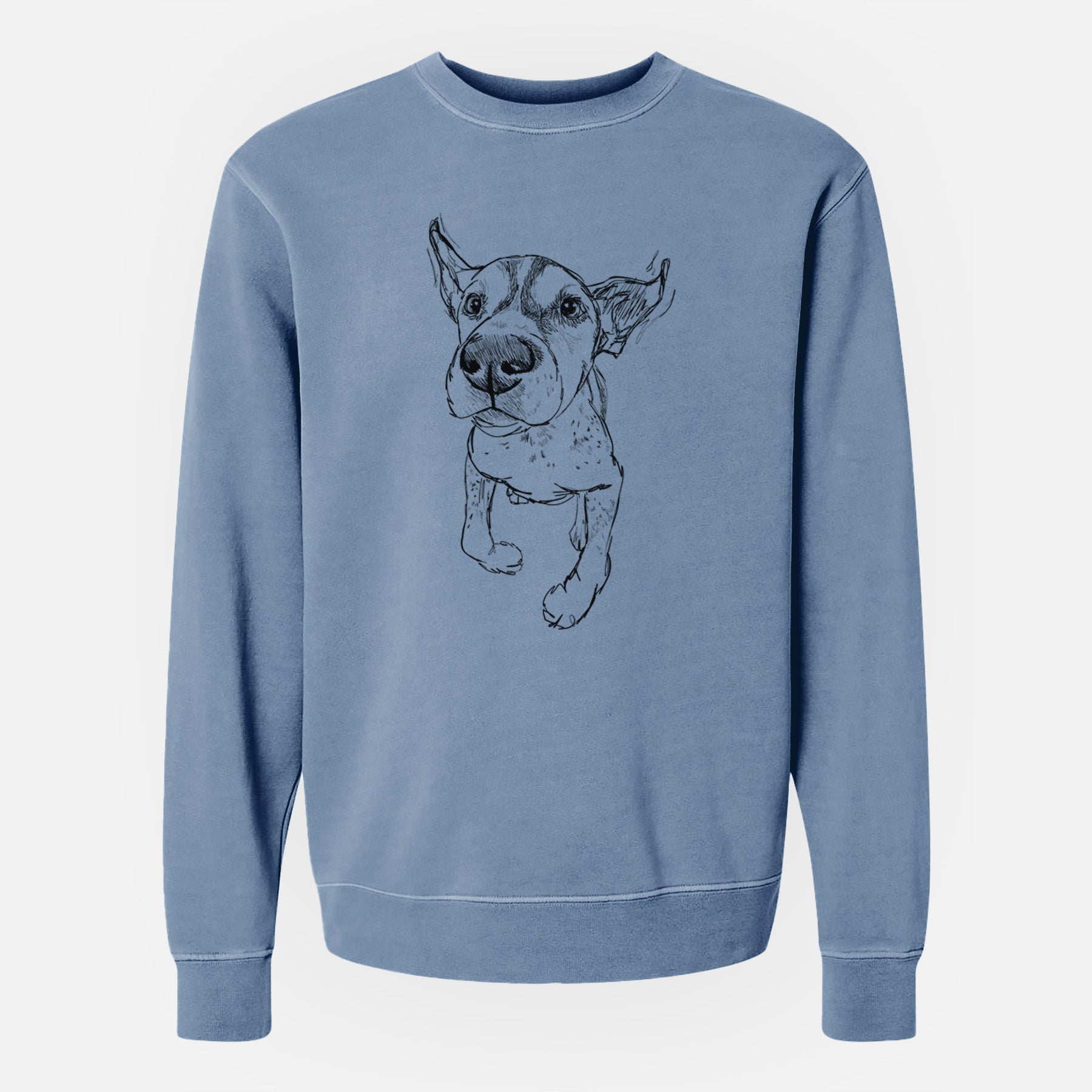 Doodled The General the German Shorthaired Pointer - Unisex Pigment Dyed Crew Sweatshirt