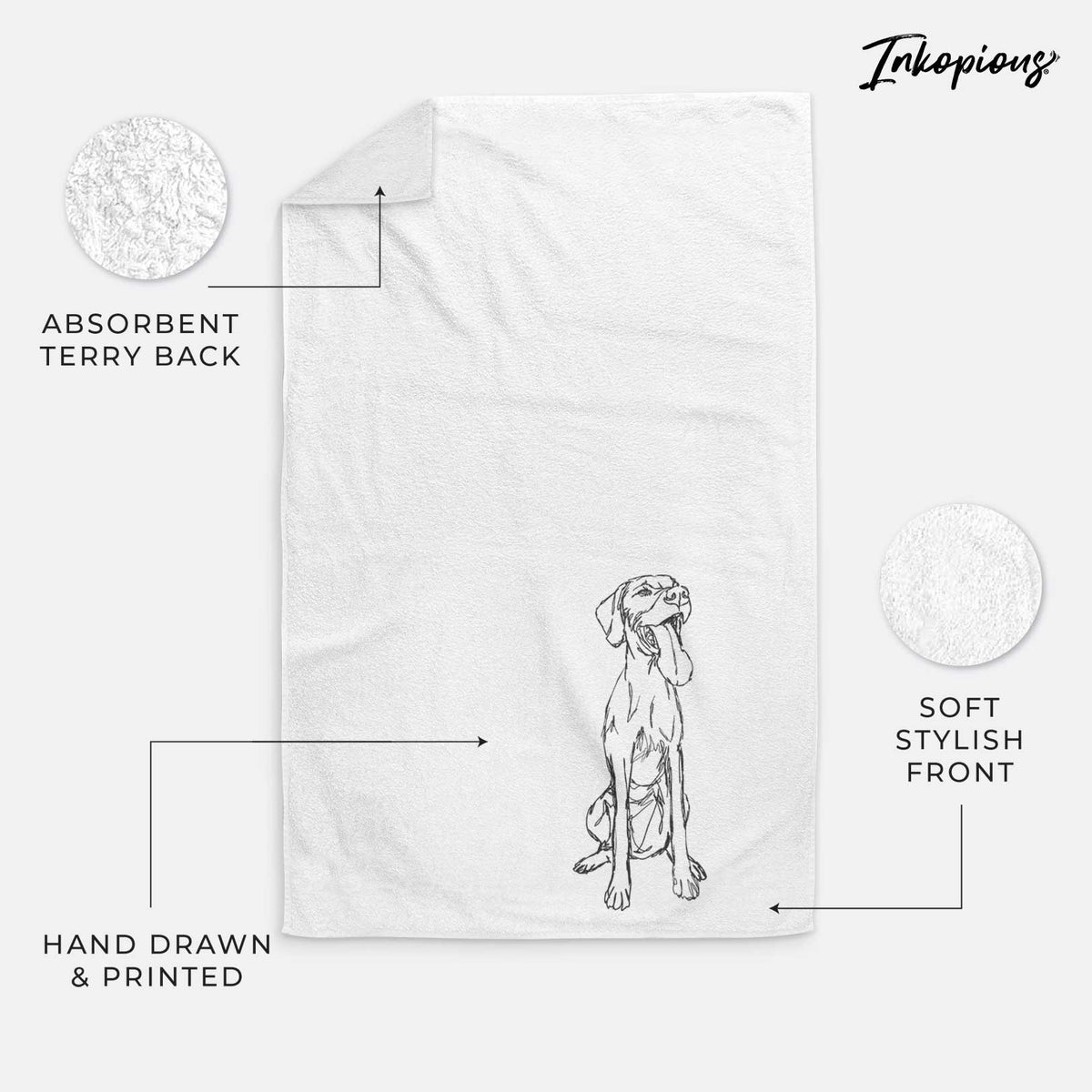 Doodled Tim Riggins the Vizsla Decorative Hand Towel