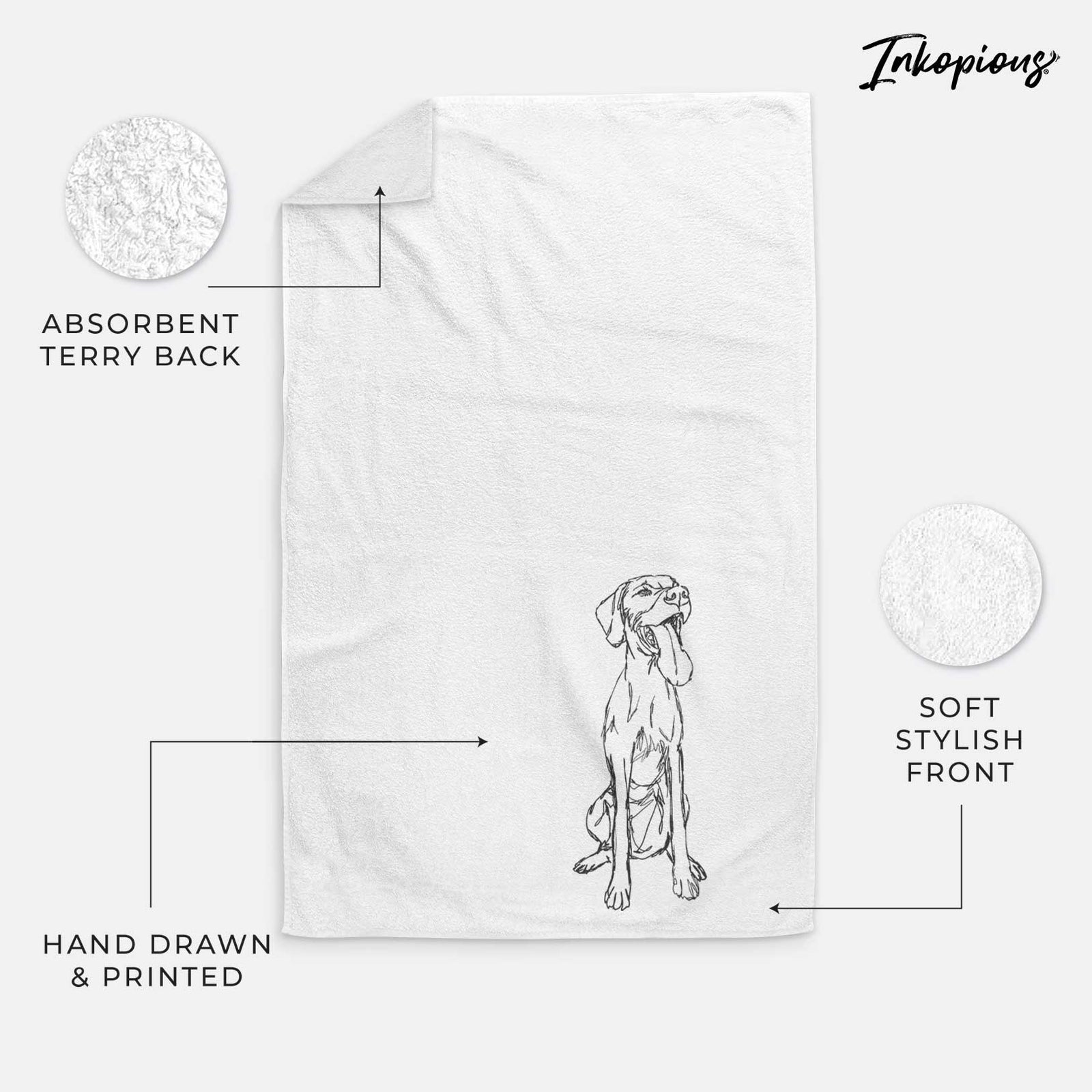 Doodled Tim Riggins the Vizsla Decorative Hand Towel