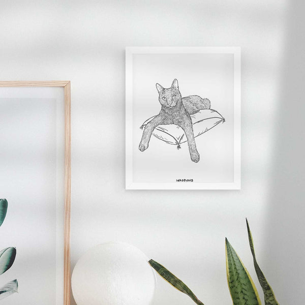 Doodled Tommy the Cat Art Print - Inkopious