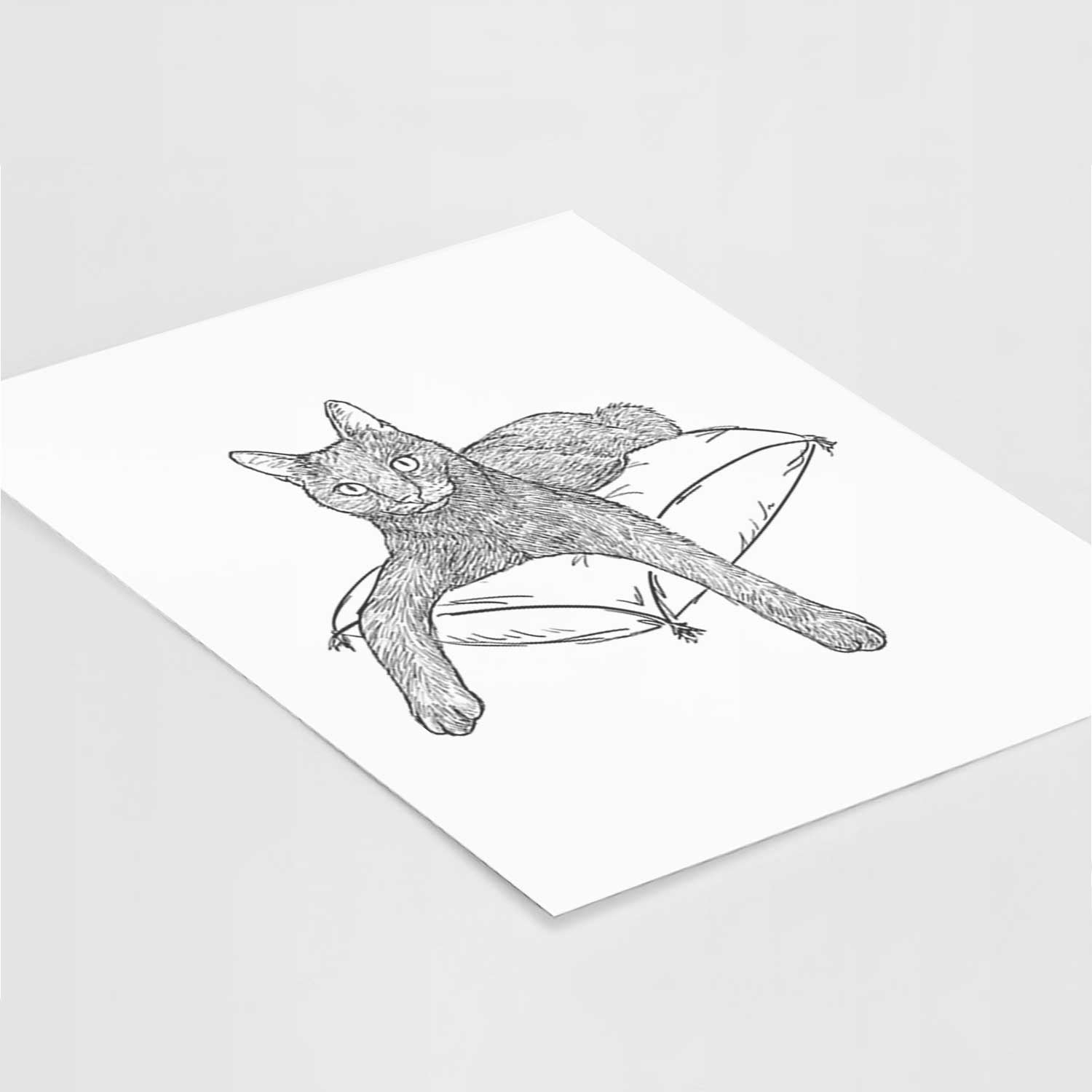 Doodled Tommy the Cat Art Print