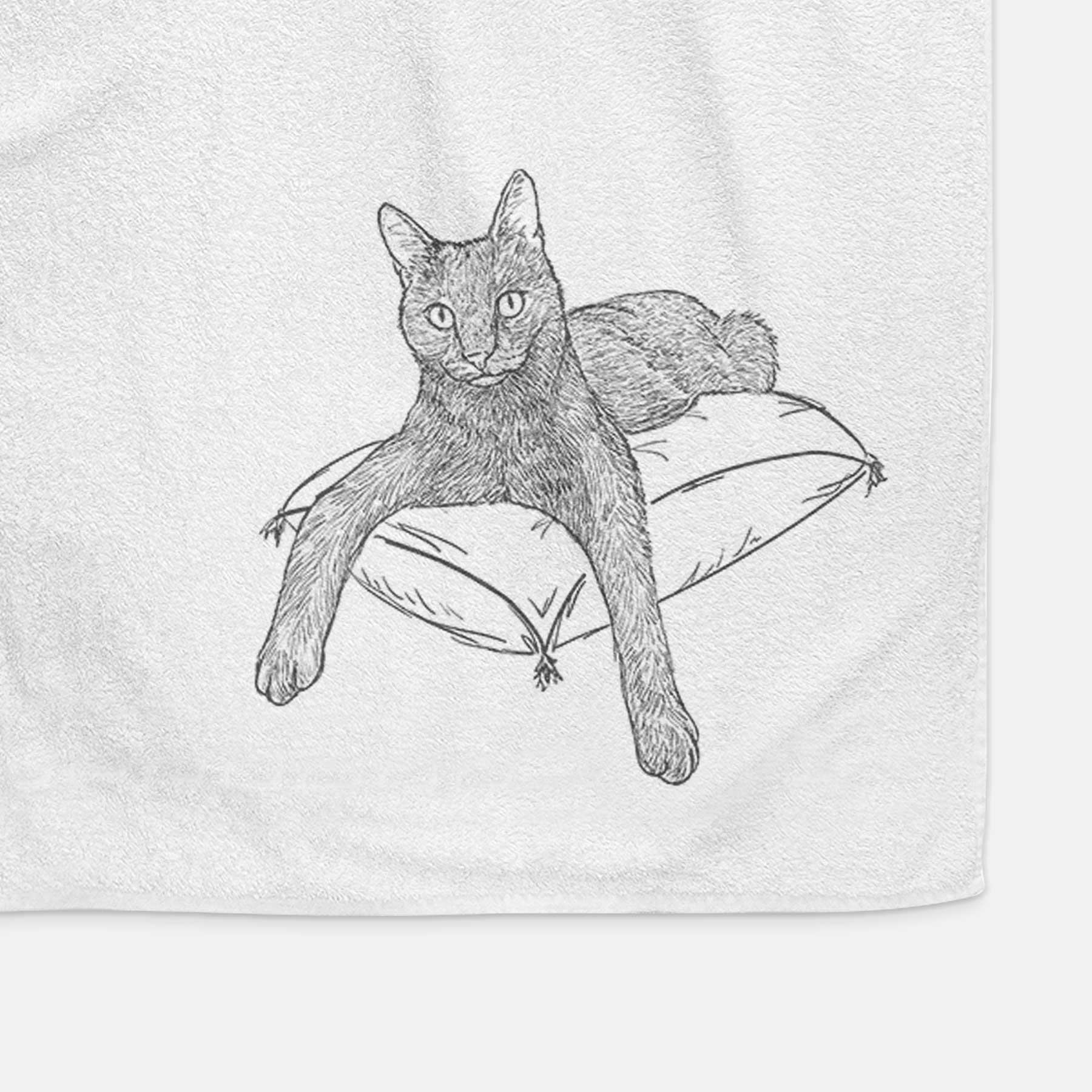 Doodled Tommy the Cat Decorative Hand Towel