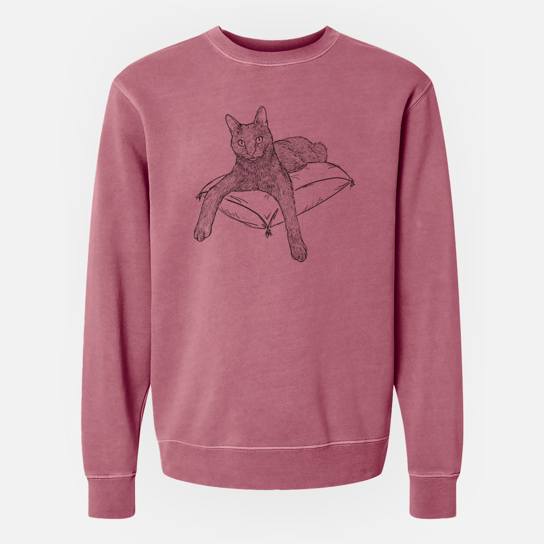 Doodled Tommy the Cat - Unisex Pigment Dyed Crew Sweatshirt