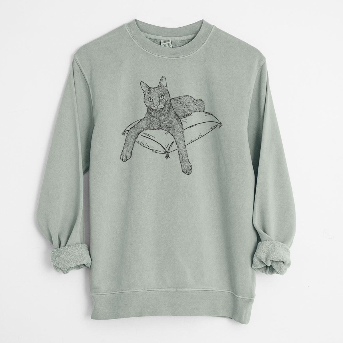 Doodled Tommy the Cat - Unisex Pigment Dyed Crew Sweatshirt