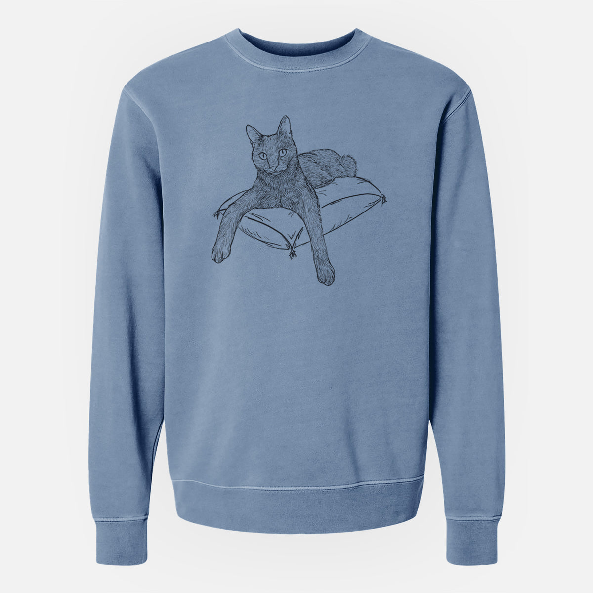 Doodled Tommy the Cat - Unisex Pigment Dyed Crew Sweatshirt