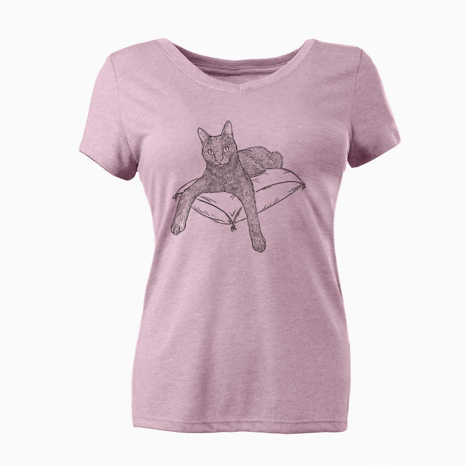 Doodled Tommy the Cat - Women's V-neck Shirt