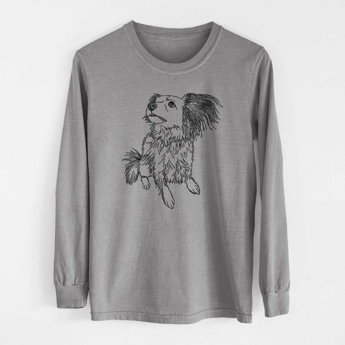 Doodled Tony the Mixed Breed - Heavyweight 100% Cotton Long Sleeve