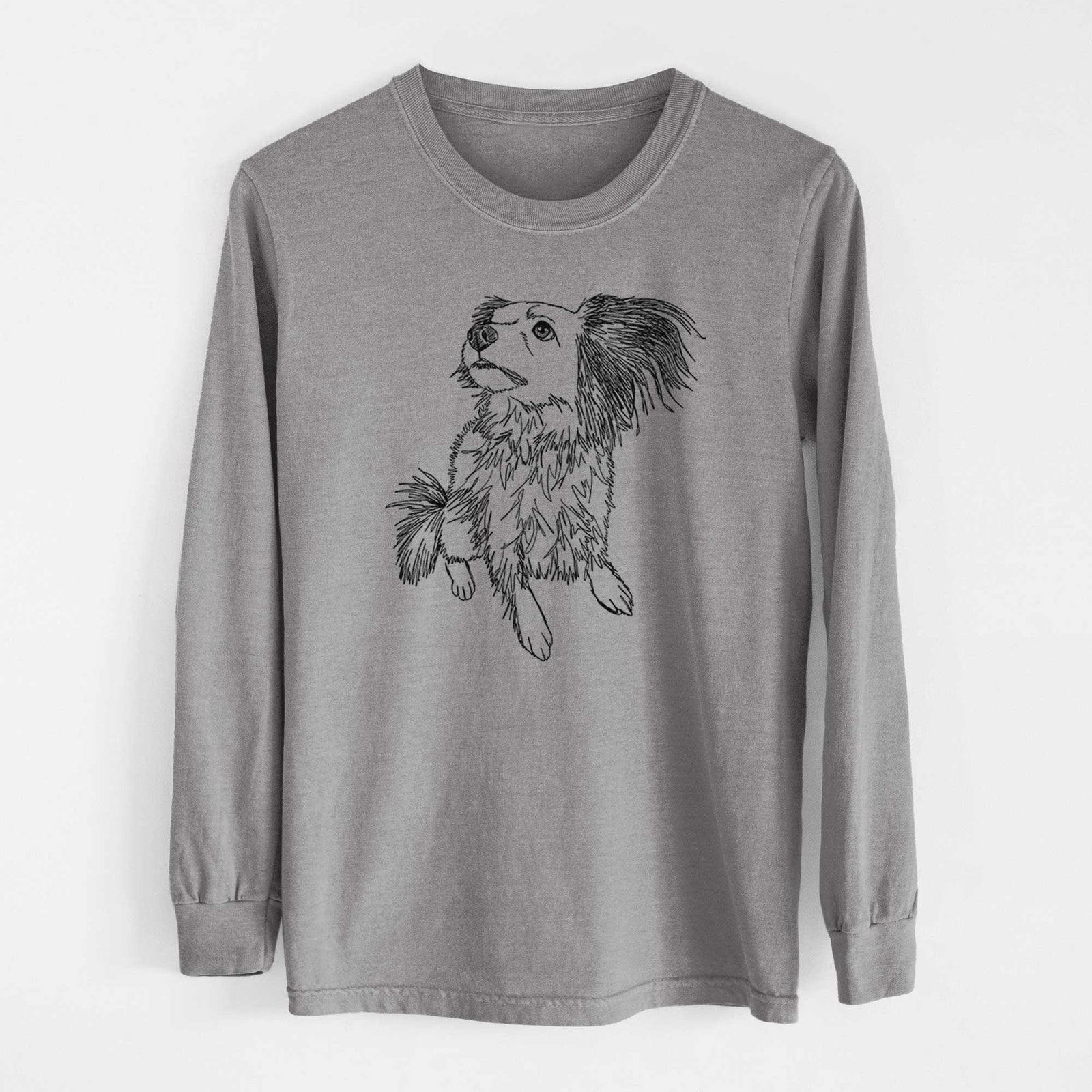 Doodled Tony the Mixed Breed - Heavyweight 100% Cotton Long Sleeve