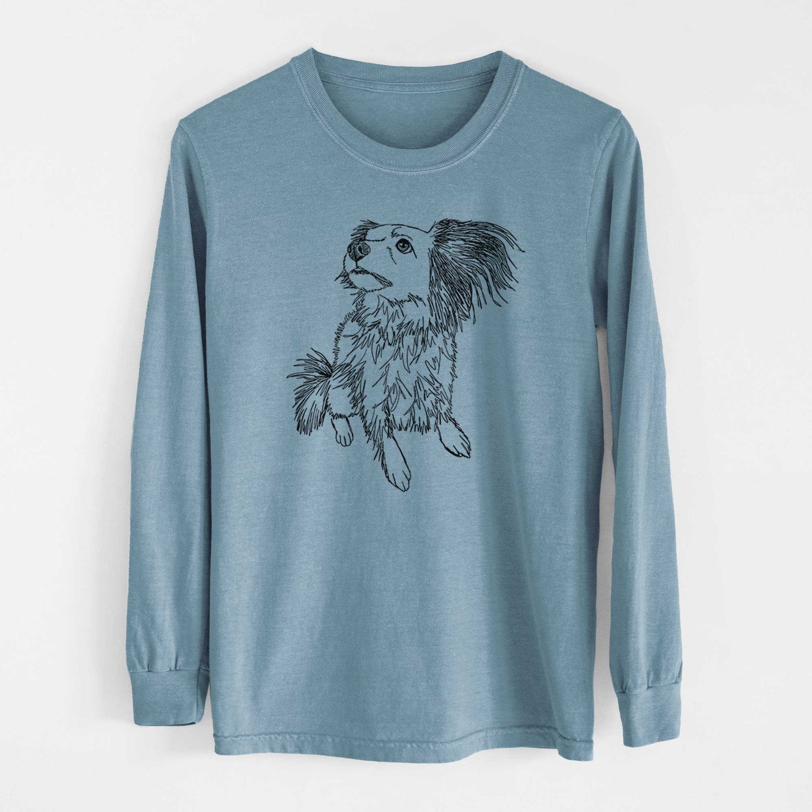 Doodled Tony the Mixed Breed - Heavyweight 100% Cotton Long Sleeve