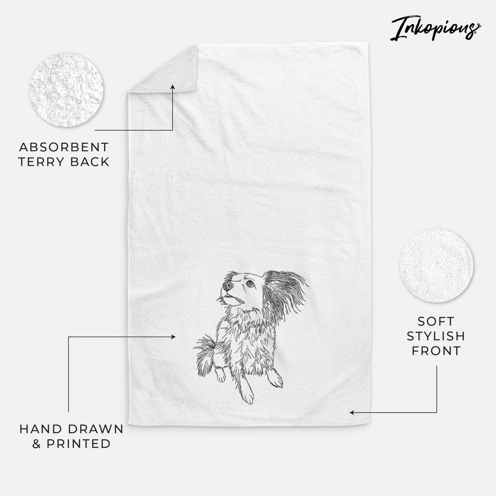 Doodled Tony the Mixed Breed Decorative Hand Towel