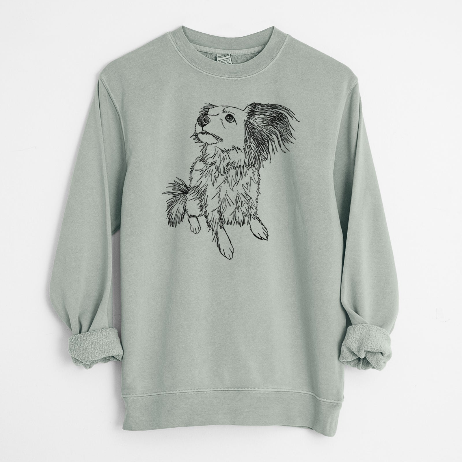 Doodled Tony the Mixed Breed - Unisex Pigment Dyed Crew Sweatshirt