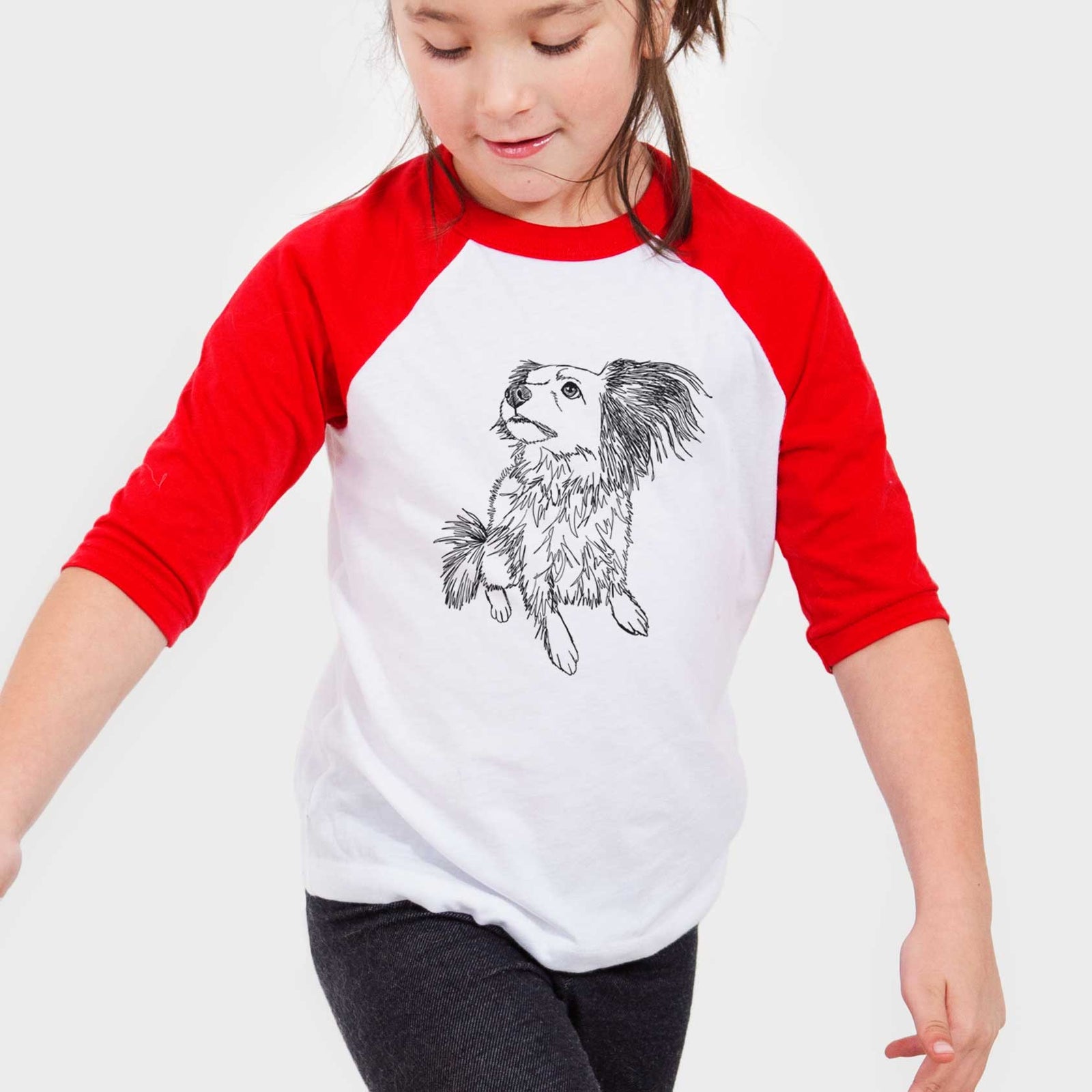 Doodled Tony the Mixed Breed - Youth 3/4 Long Sleeve