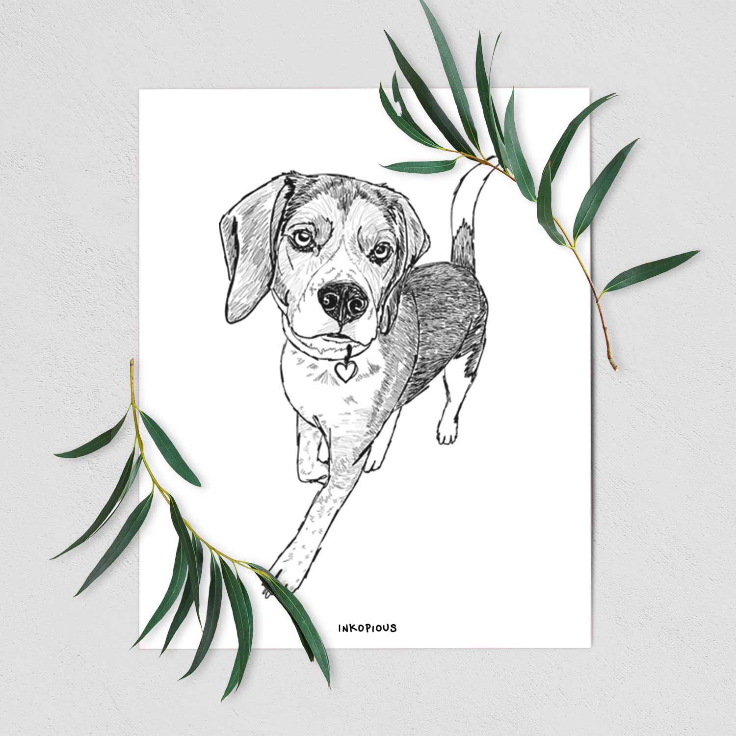 Doodled TuckFinn the Beagle Art Print